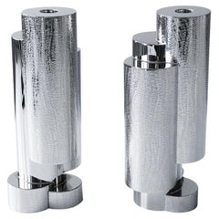 Candlesticks Cylindrical Textured Nickel-plated Modern Contemporary Decorative