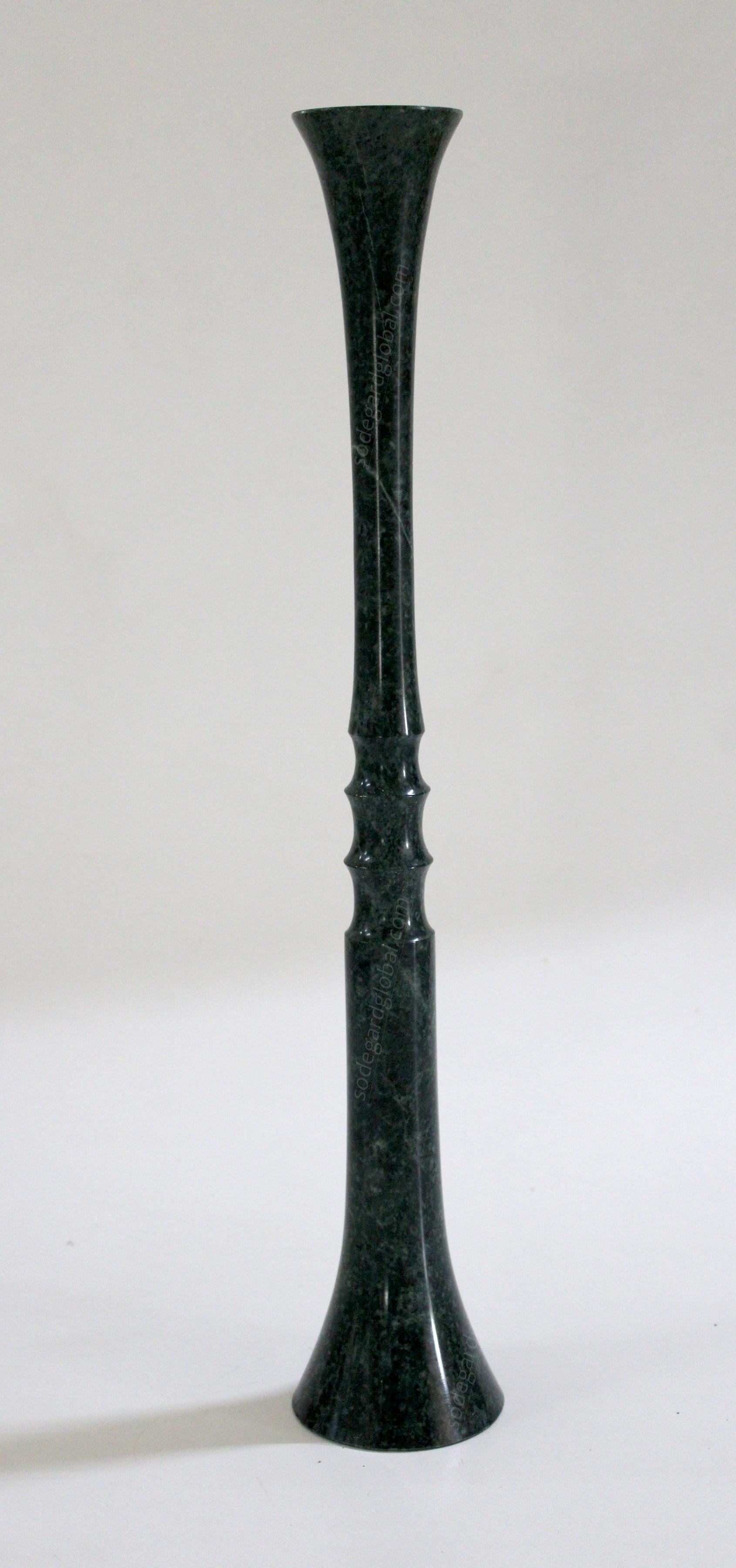 Indian Candlesticks Flute in Marble Handcrafted in India By Paul Mathieu For Sale