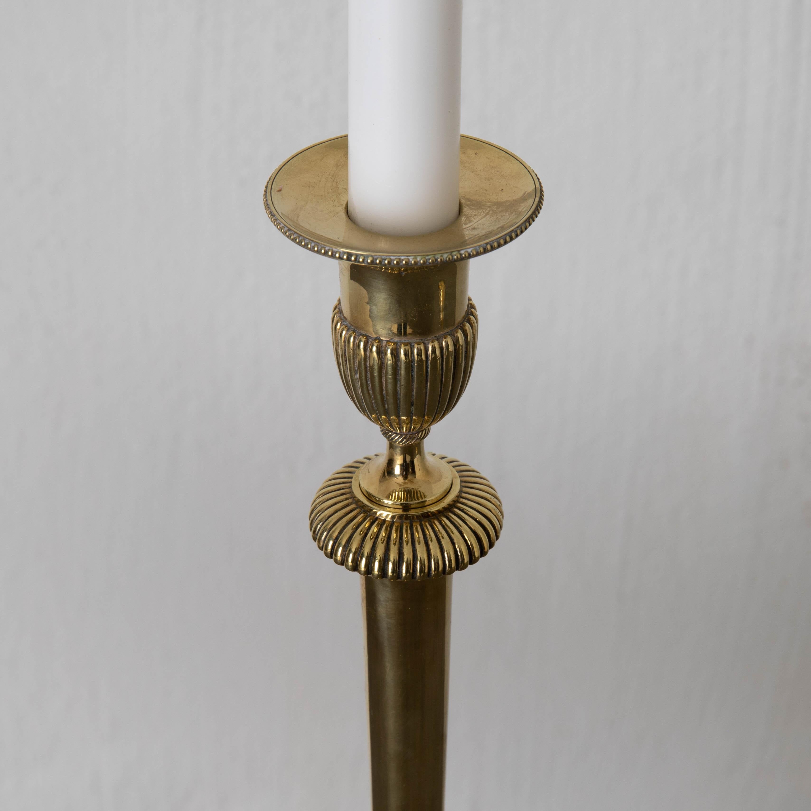 Candlesticks Gustavian Swedish 18th Century Brass, Sweden In Good Condition For Sale In New York, NY