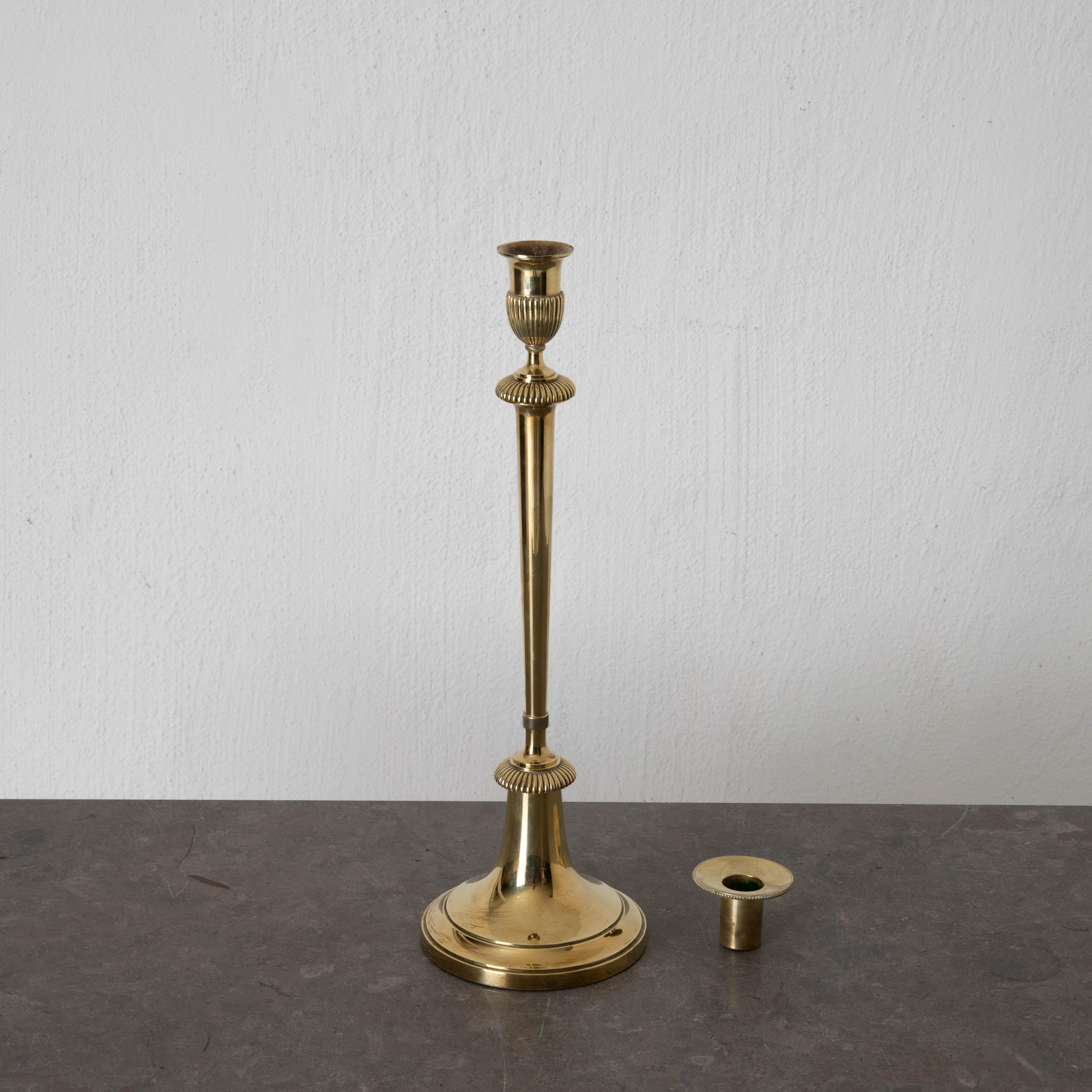 Candlesticks Gustavian Swedish 18th Century Brass, Sweden For Sale 1