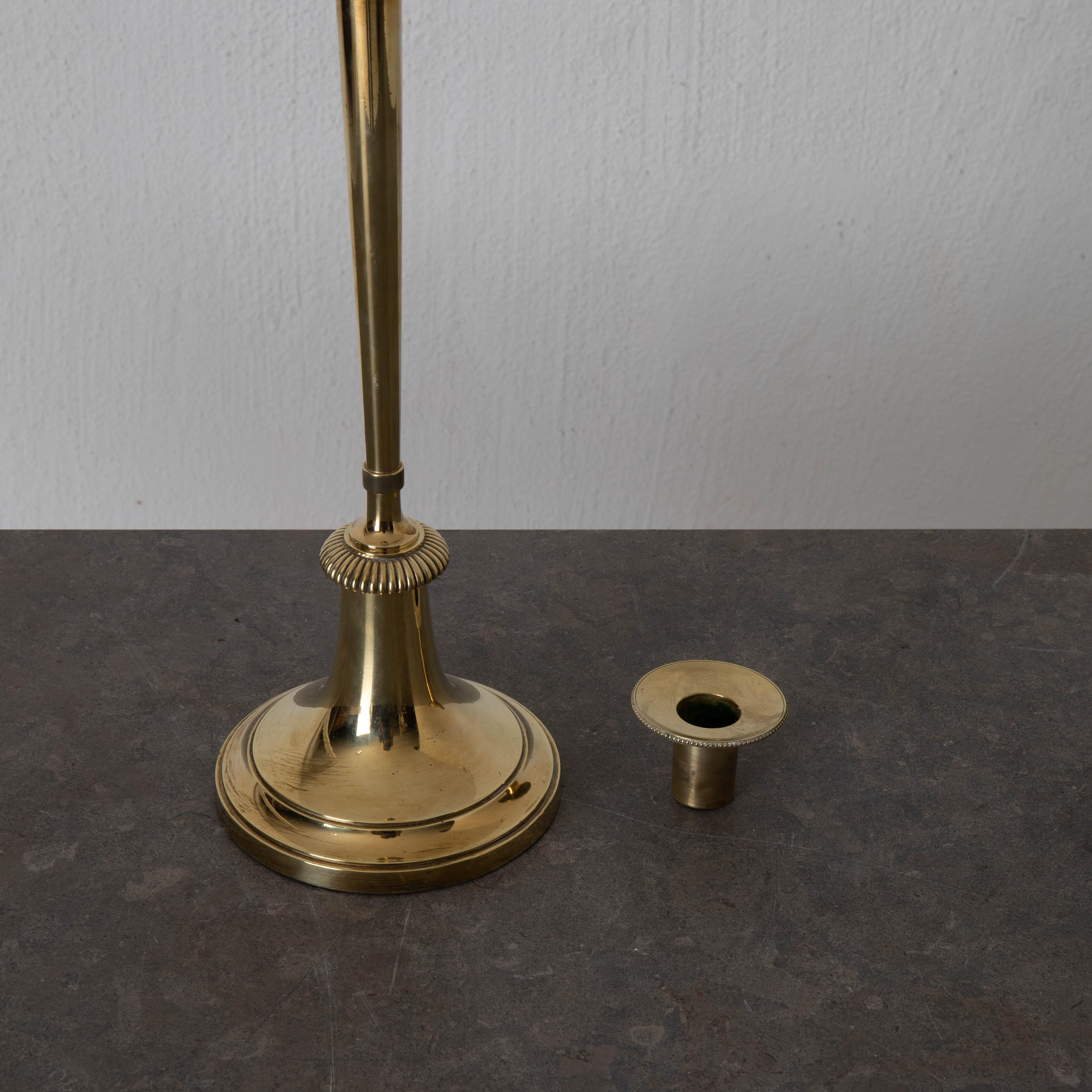 Candlesticks Gustavian Swedish 18th Century Brass, Sweden For Sale 2