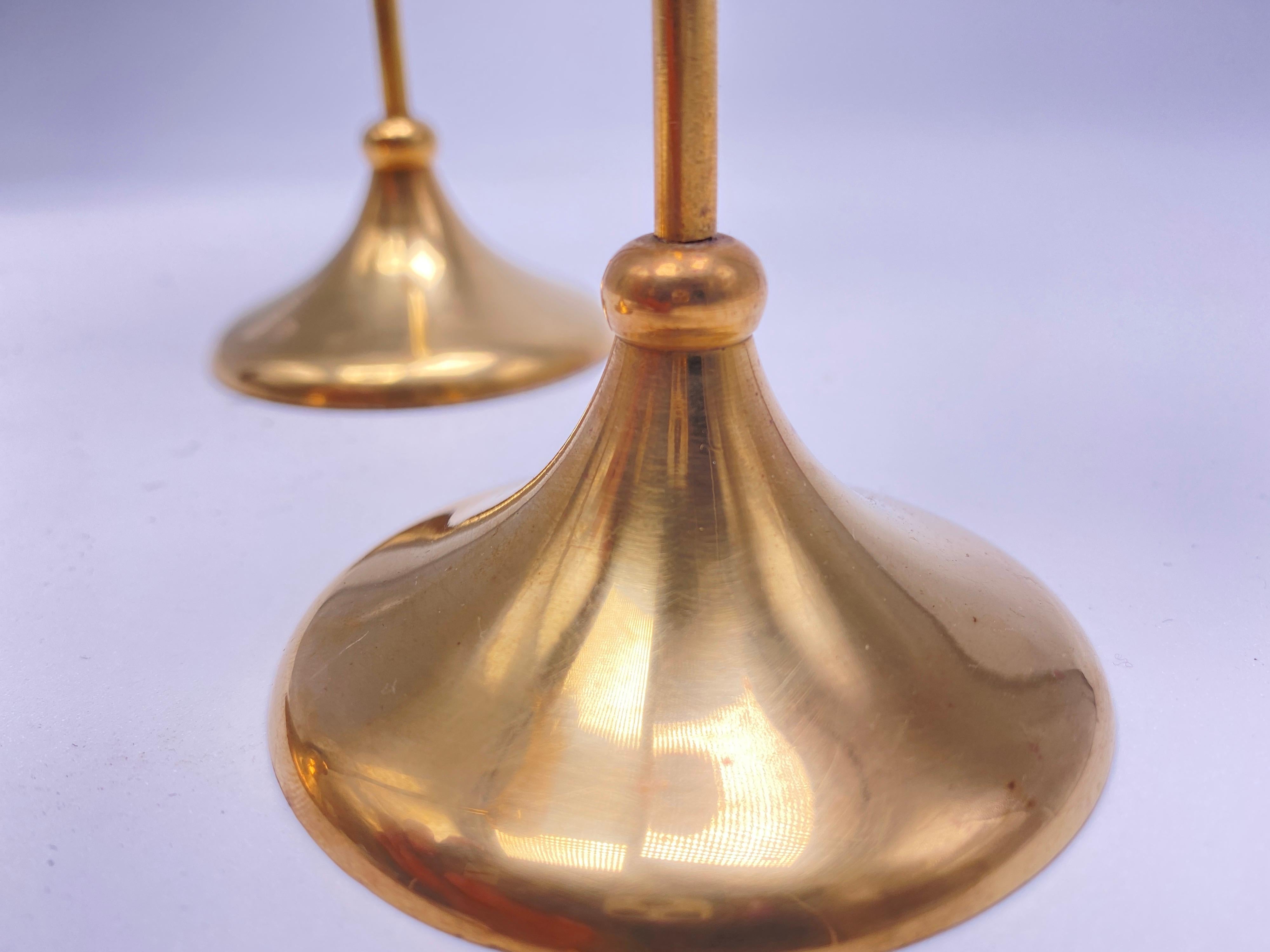 Candlesticks in Brass, Sweden 1960, Brown Color, Set of Three In Good Condition For Sale In Auribeau sur Siagne, FR