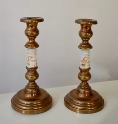 Candlesticks in Copper and Porcelain