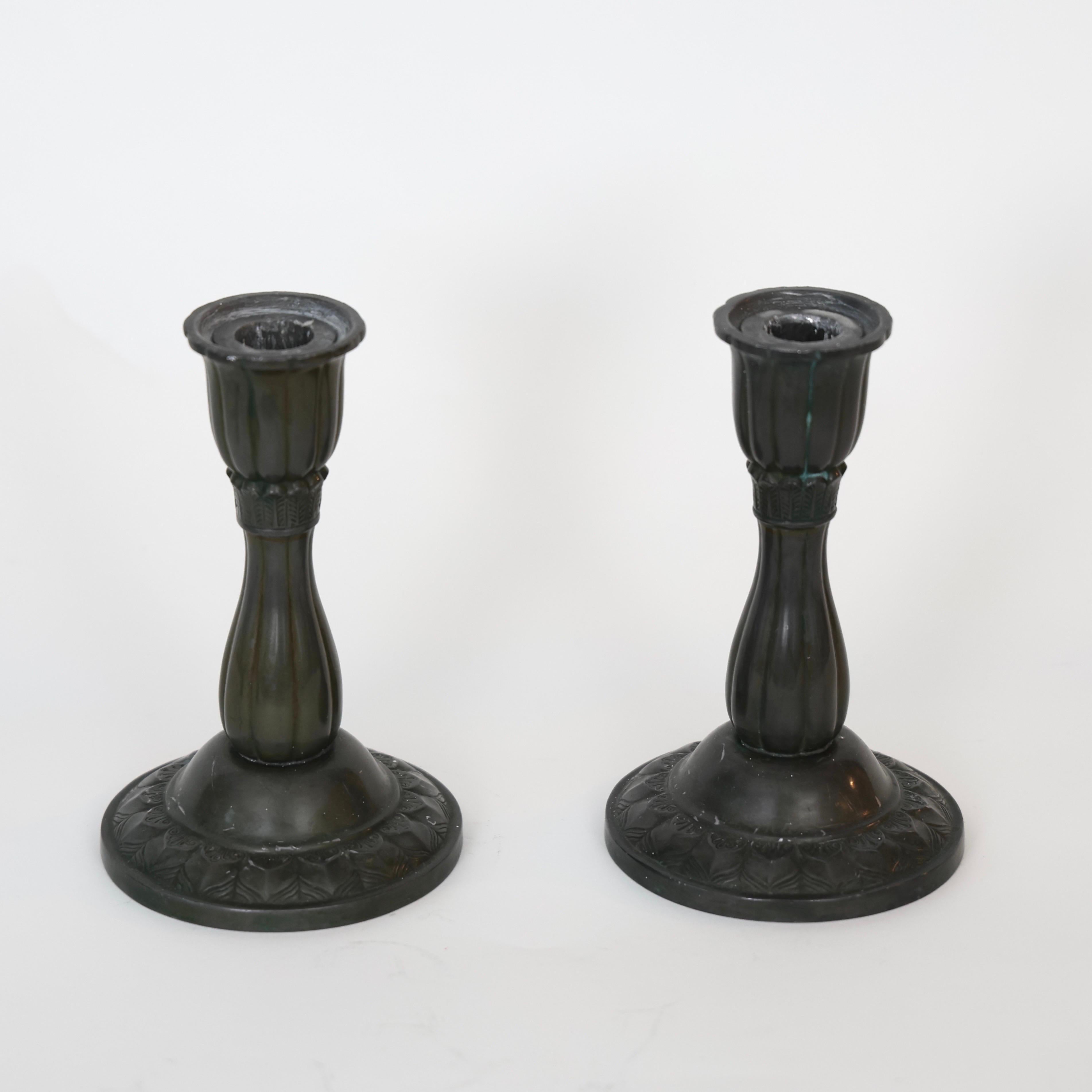 Candlesticks made by Just Andersen, 1920s, Denmark In Fair Condition For Sale In Værløse, DK