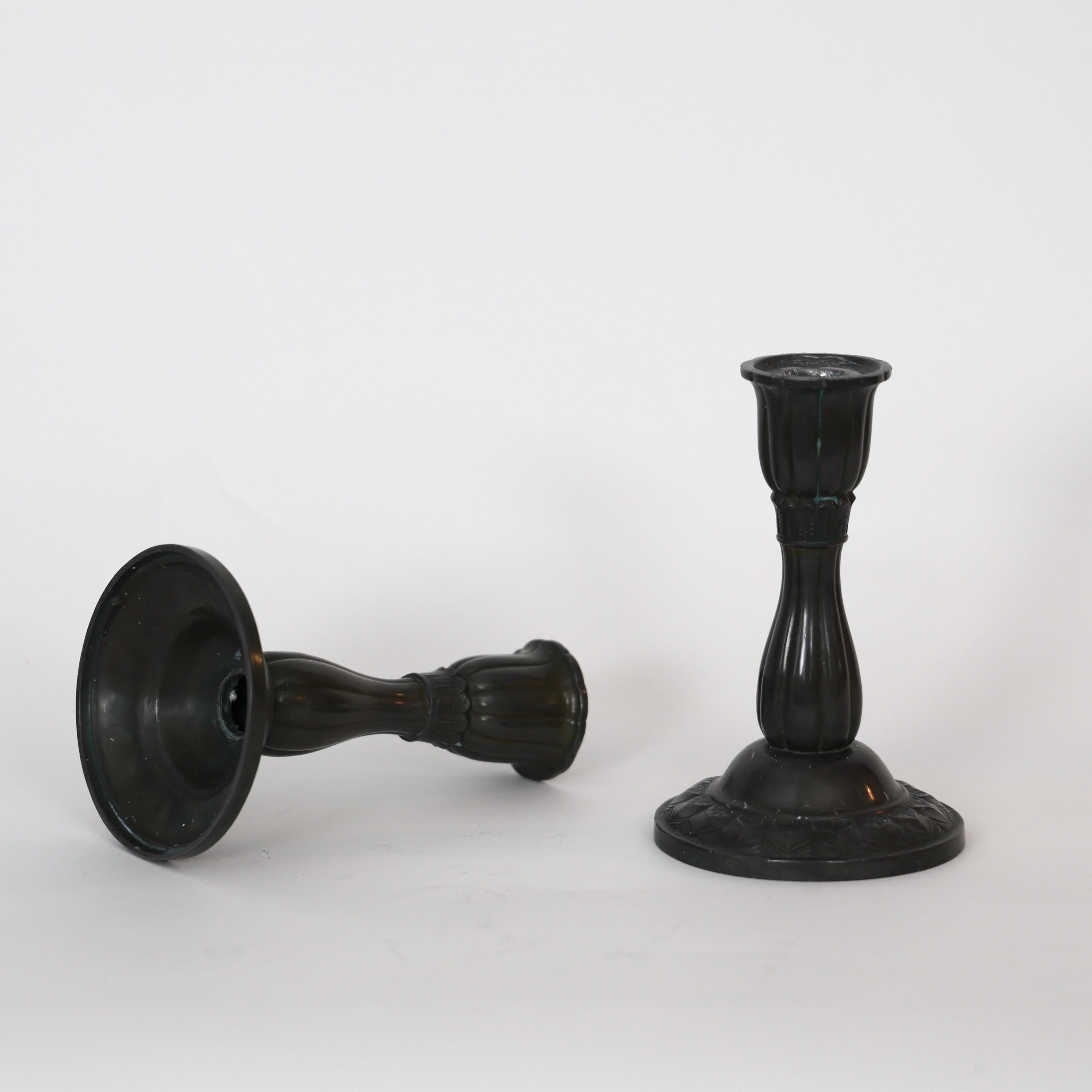 Early 20th Century Candlesticks made by Just Andersen, 1920s, Denmark For Sale
