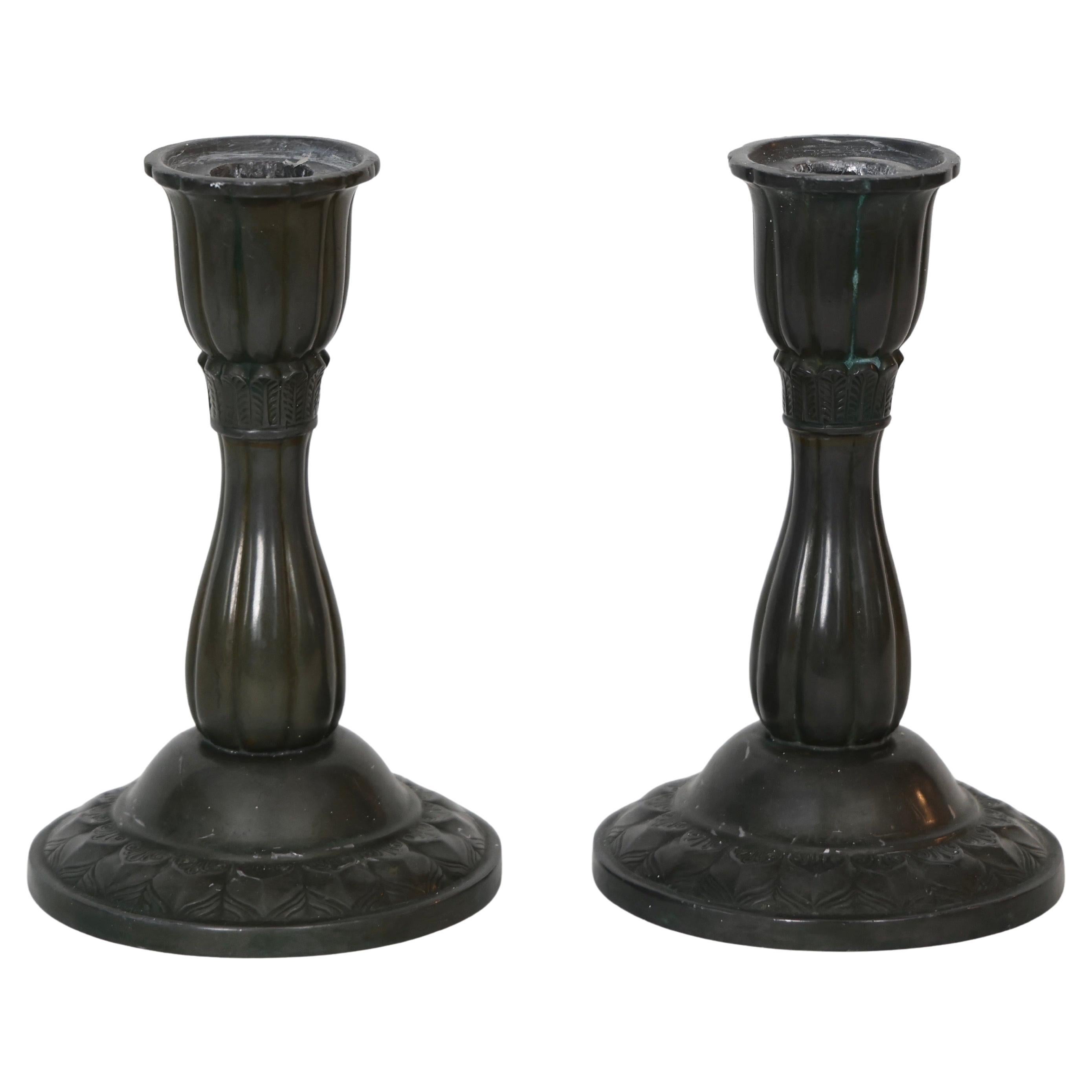 Bougeoirs fabriqués par Just Andersen, années 1920, Danemark