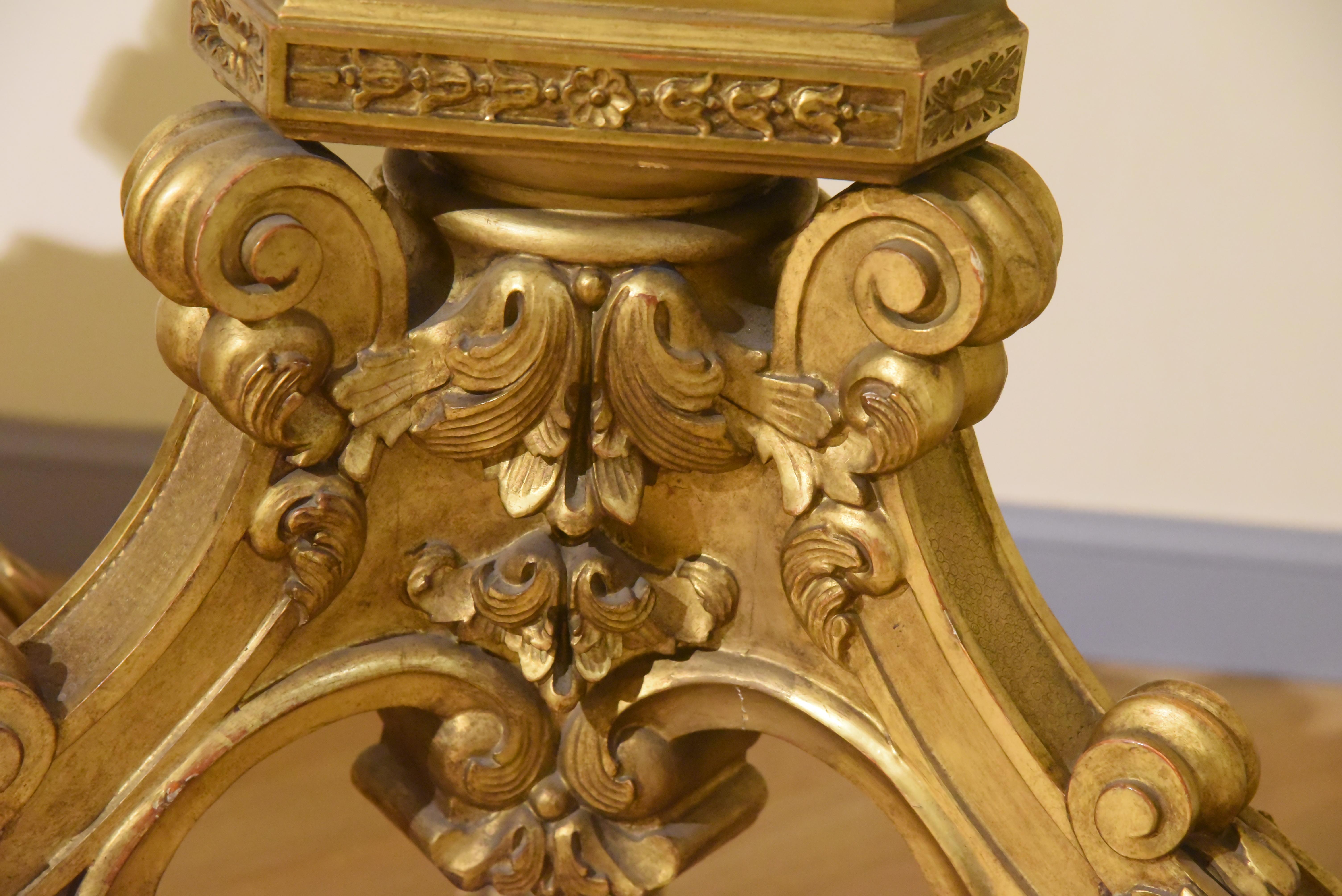 19th Century Candlesticks Napoleon III  Sculpted, Gold Leaf Gilding, late 1800s For Sale 2