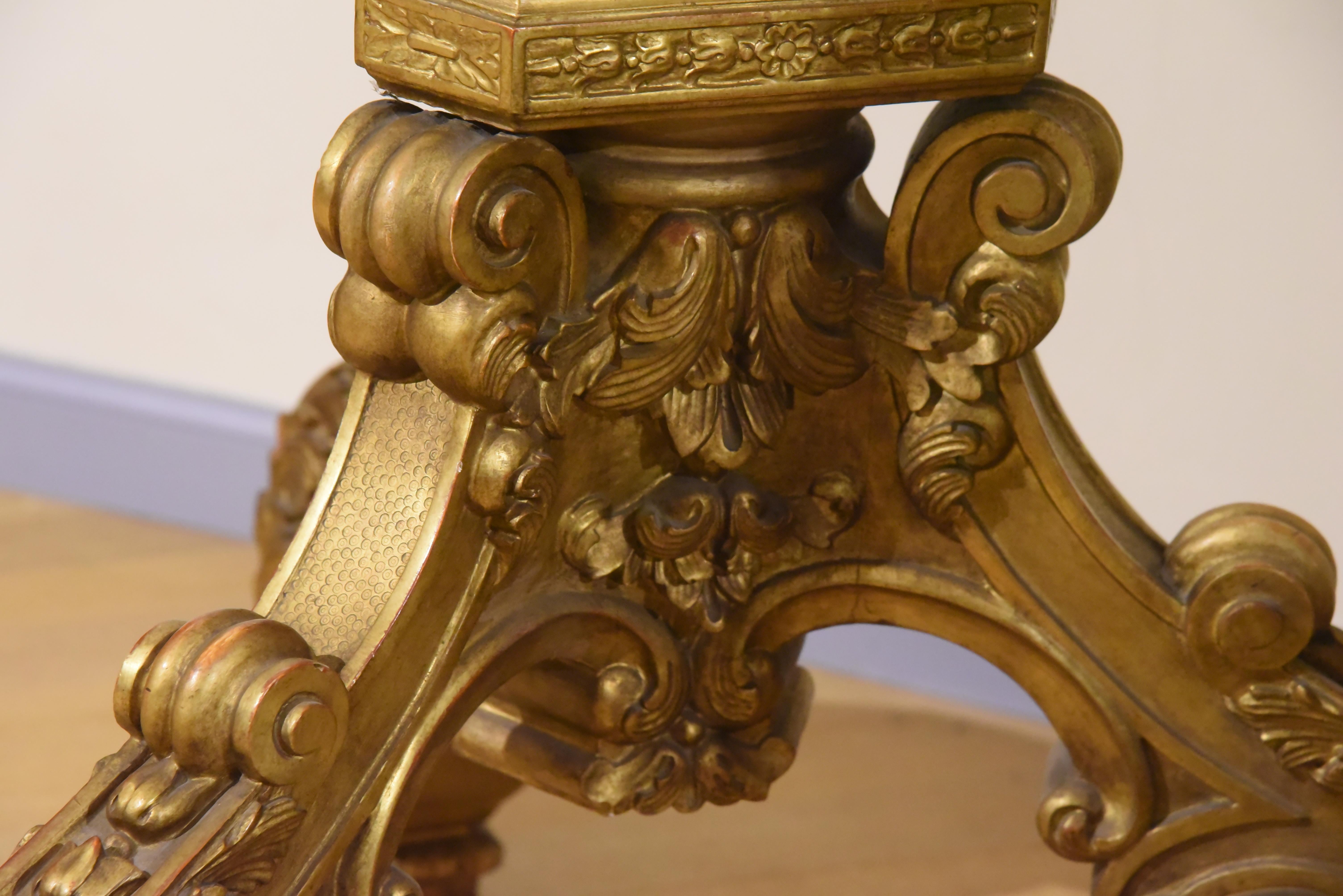 19th Century Candlesticks Napoleon III  Sculpted, Gold Leaf Gilding, late 1800s For Sale 3