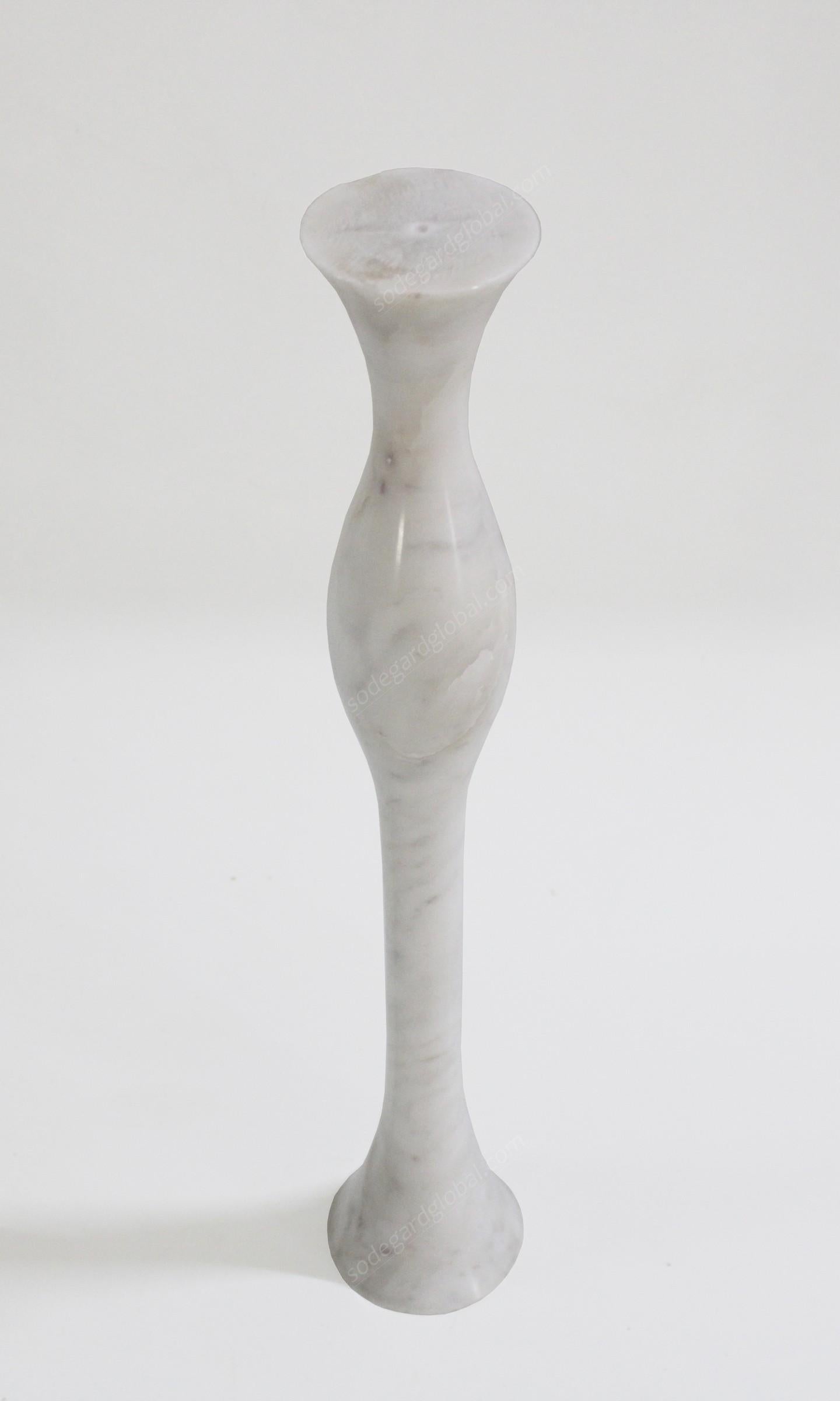 Indian Candlesticks Ove in Marble Handcrafted in India By Paul Mathieu For Sale