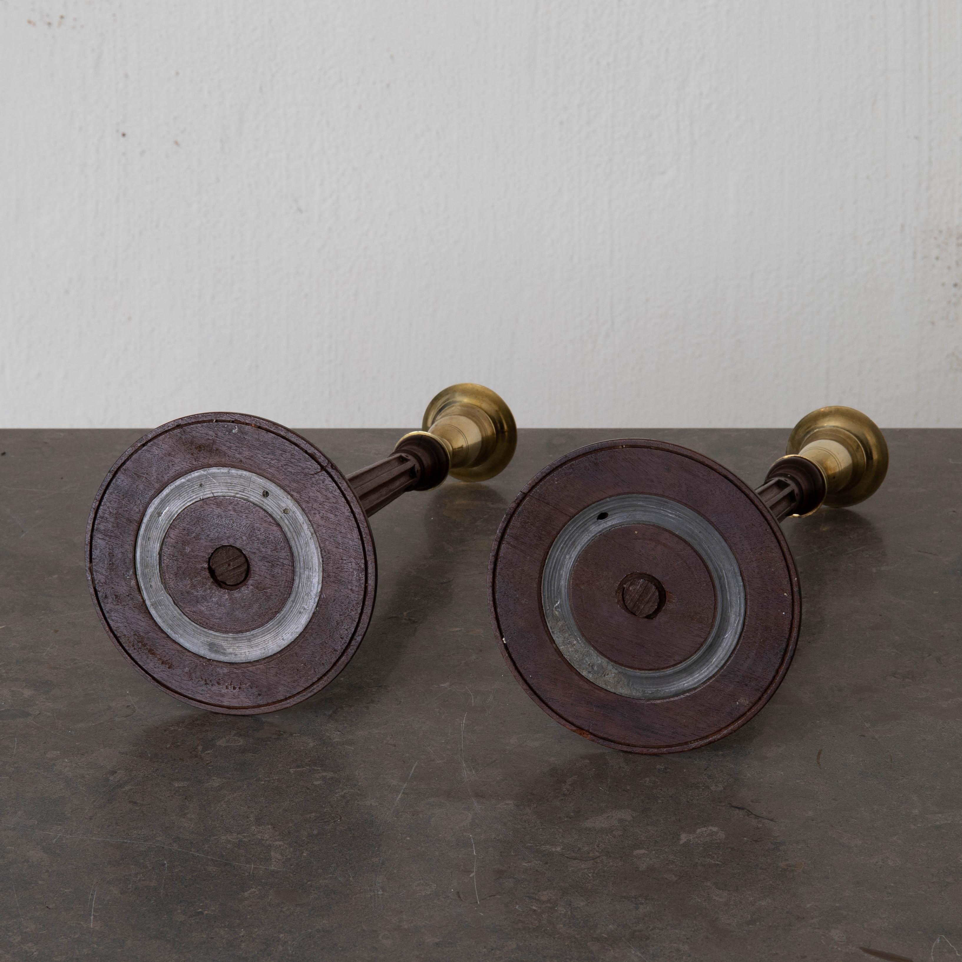 Candlesticks Pair of English Mahogany, 18th Century, England For Sale 3