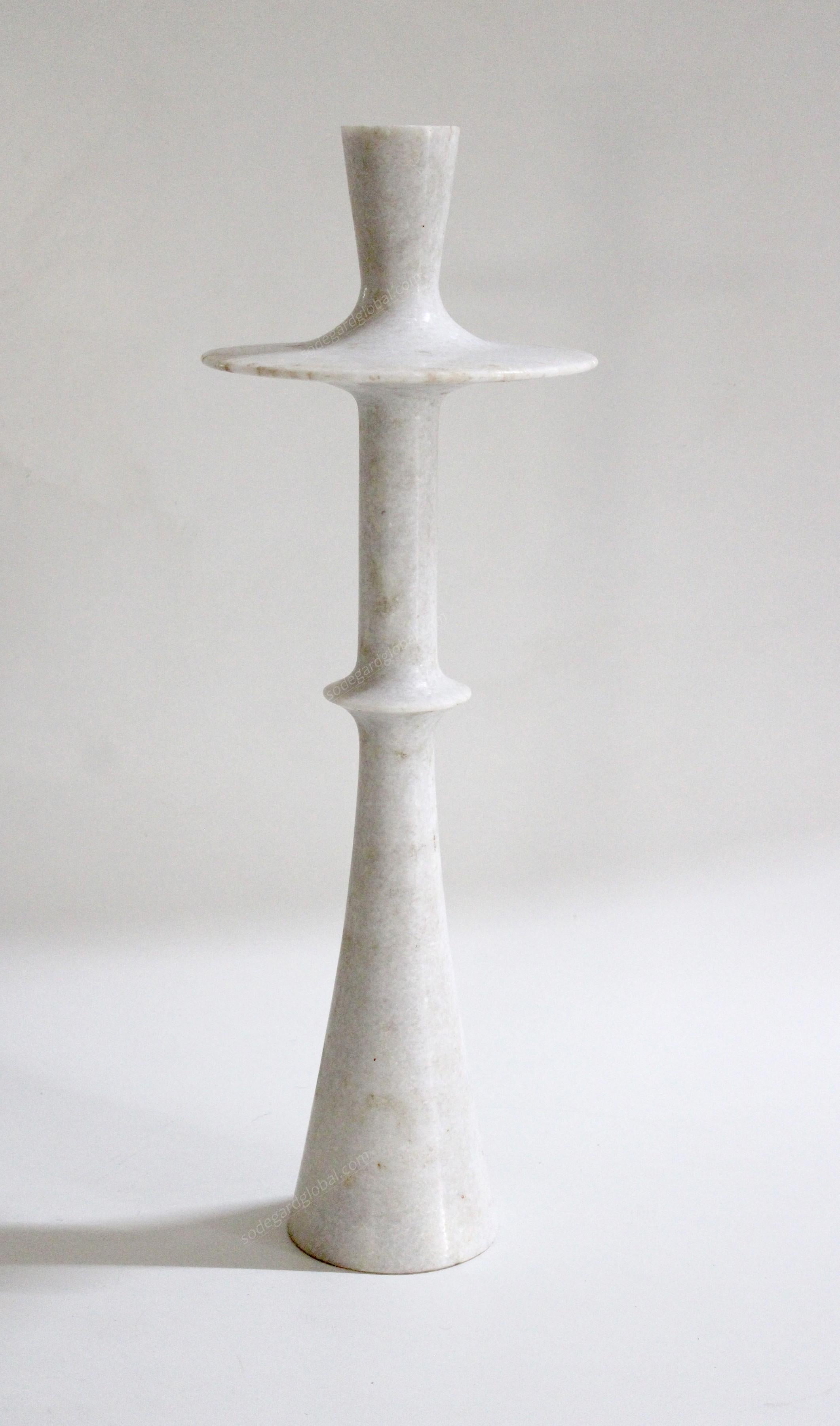 Paul Mathieu designed these elegant candlesticks for Stephanie Odegard Co. Ltd. Solid pieces of marble are turned to create these delicate designs namely Ove, Flute, Plat I and Plat II.

Candlesticks Plate II
Size-  8” x 8” x 23” H.
Materials -