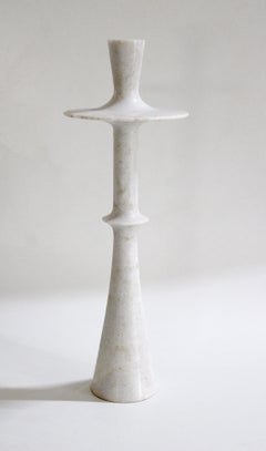 Candlesticks Plate II in White Marble Handcrafted in India By Paul Mathieu
