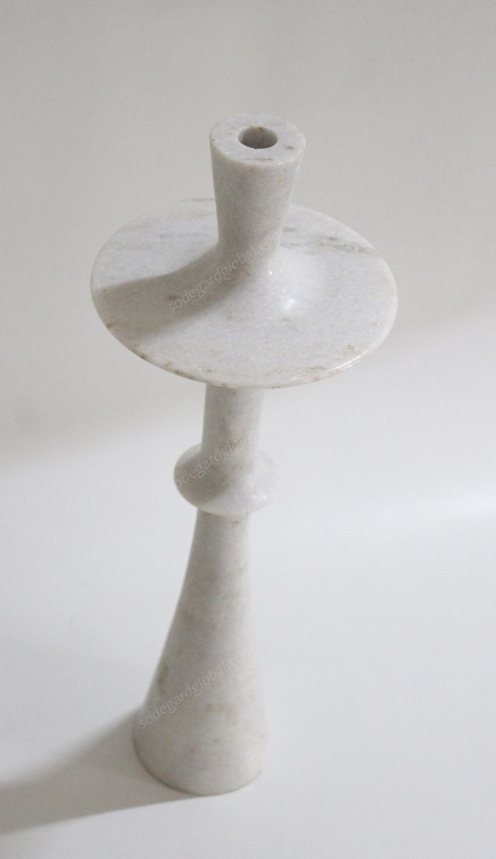 Contemporary Candlesticks Plate II in White Marble Handcrafted in India By Paul Mathieu For Sale