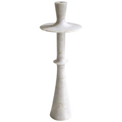 Candlesticks Plate II in White Marble Handcrafted in India By Paul Mathieu