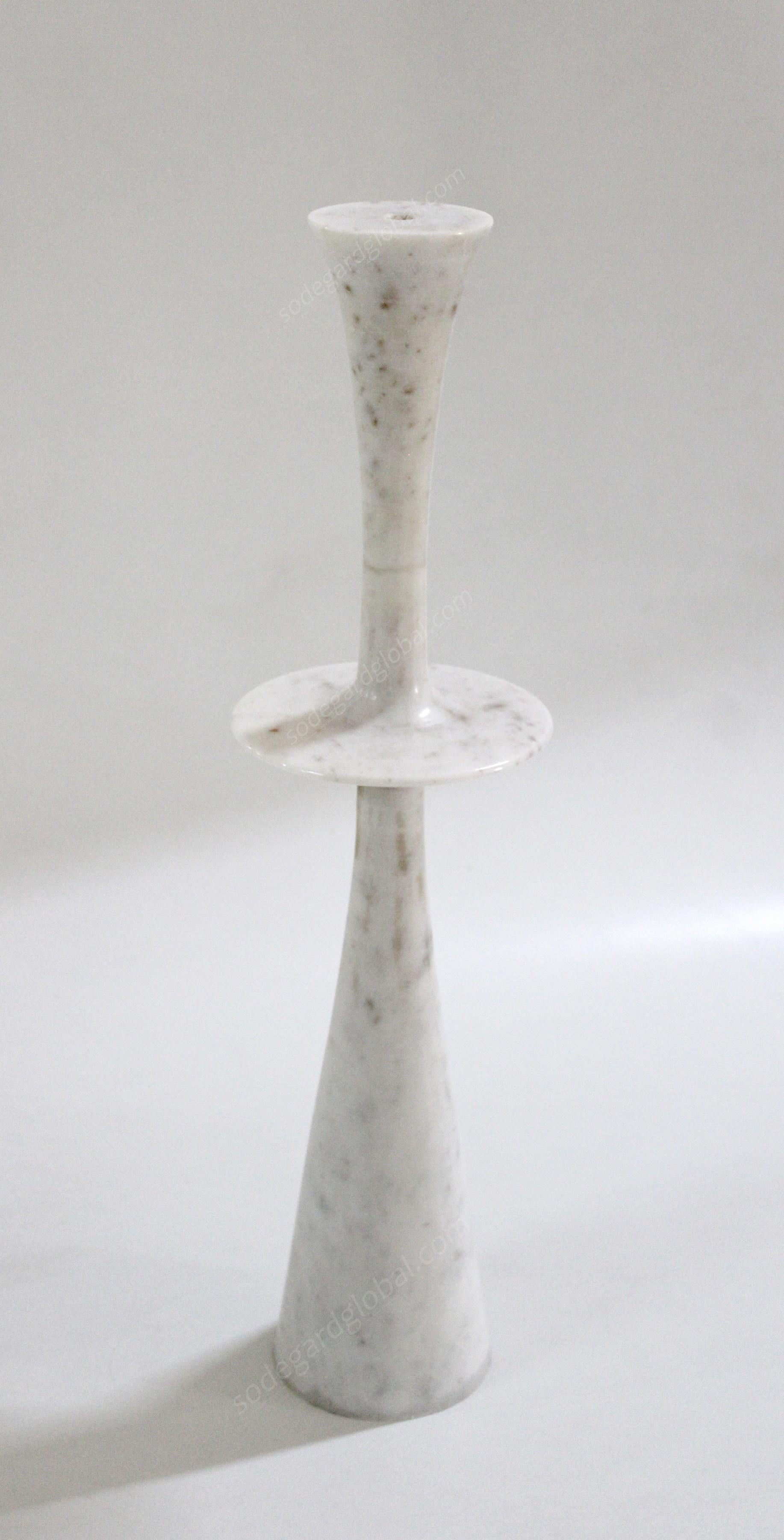 White candle holder, set of four marble white candlestick holder by P. Mathieu In New Condition For Sale In New York, NY