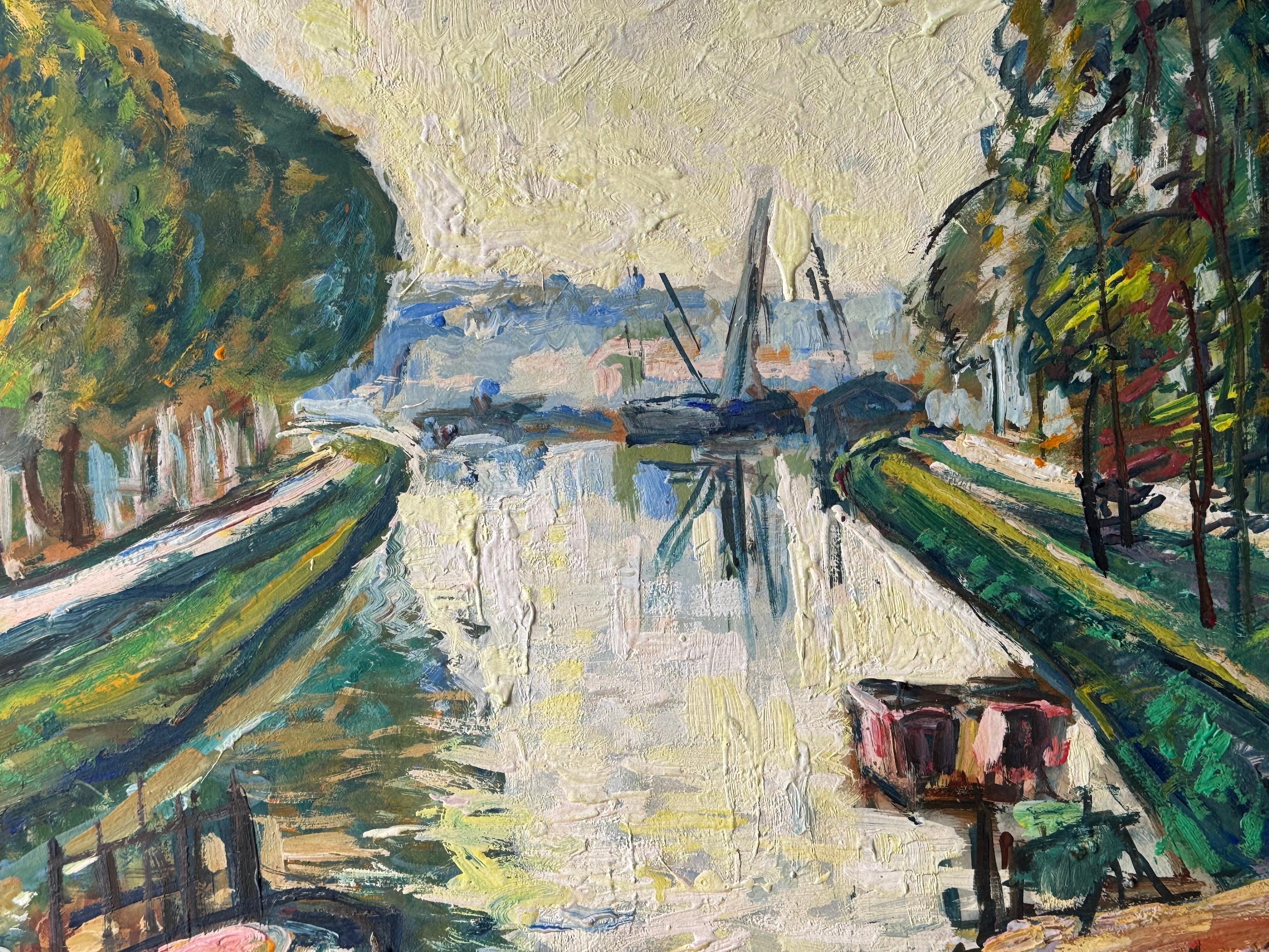 Paysage impressionniste de la ville de Townes en vente 3