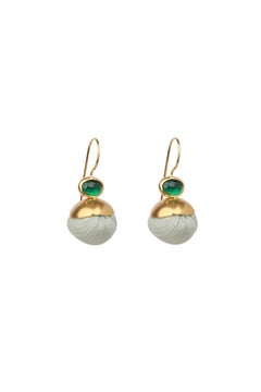 Candy Ball Earrings in Silk, Zircons & 24k Vermeil Gold by Katerina Makriyianni