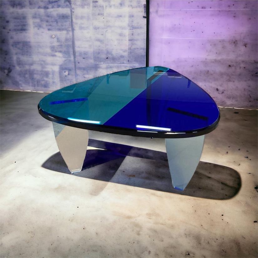 Candy Bicolore Blue Coffee Table by Charly Bounan
One of a Kind
Dimensions: D 73 x W 119 x H 40 cm. 
Materials: Acrylic glass.

Also available in different colors. Please contact us.

Charly Bounan, is a Parisian designer renowned for its refined