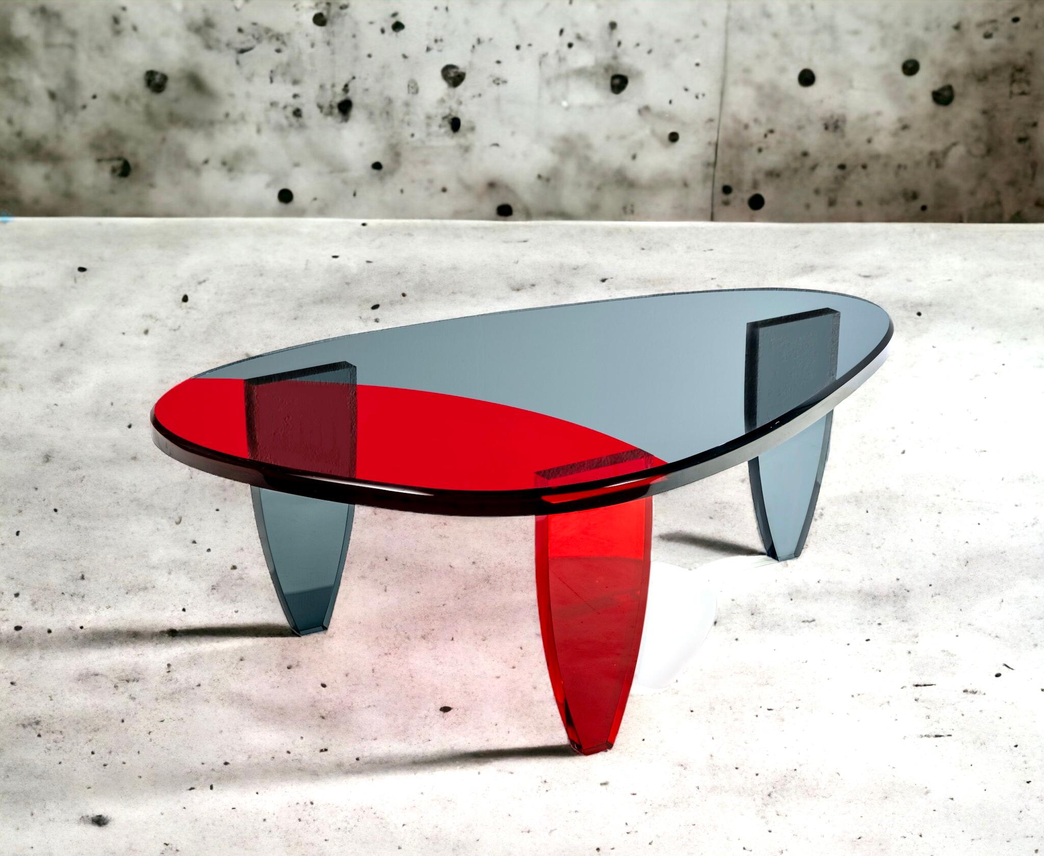 Modern Candy Bicolore Blue Coffee Table by Charly Bounan For Sale