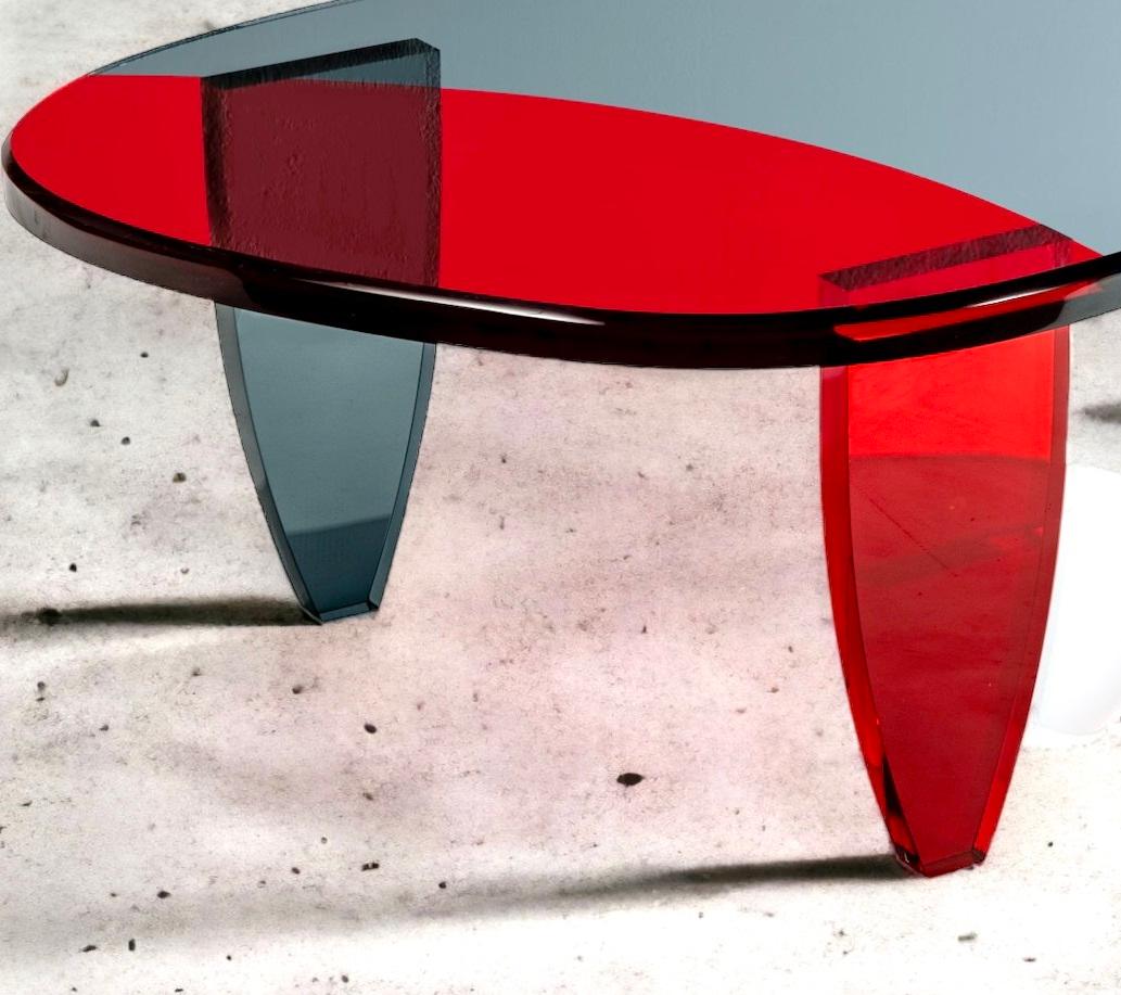 Modern Candy Bicolore Red Coffee Table by Charly Bounan For Sale