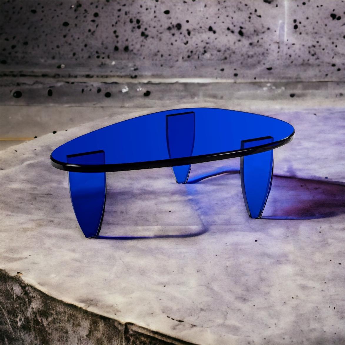 Candy Blue Outre Mer Coffee Table by Charly Bounan
One of a Kind
Dimensions: D 73 x W 119 x H 40 cm. 
Materials: Acrylic glass.

Also available in different colors. Please contact us.

Charly Bounan, is a Parisian designer renowned for its refined
