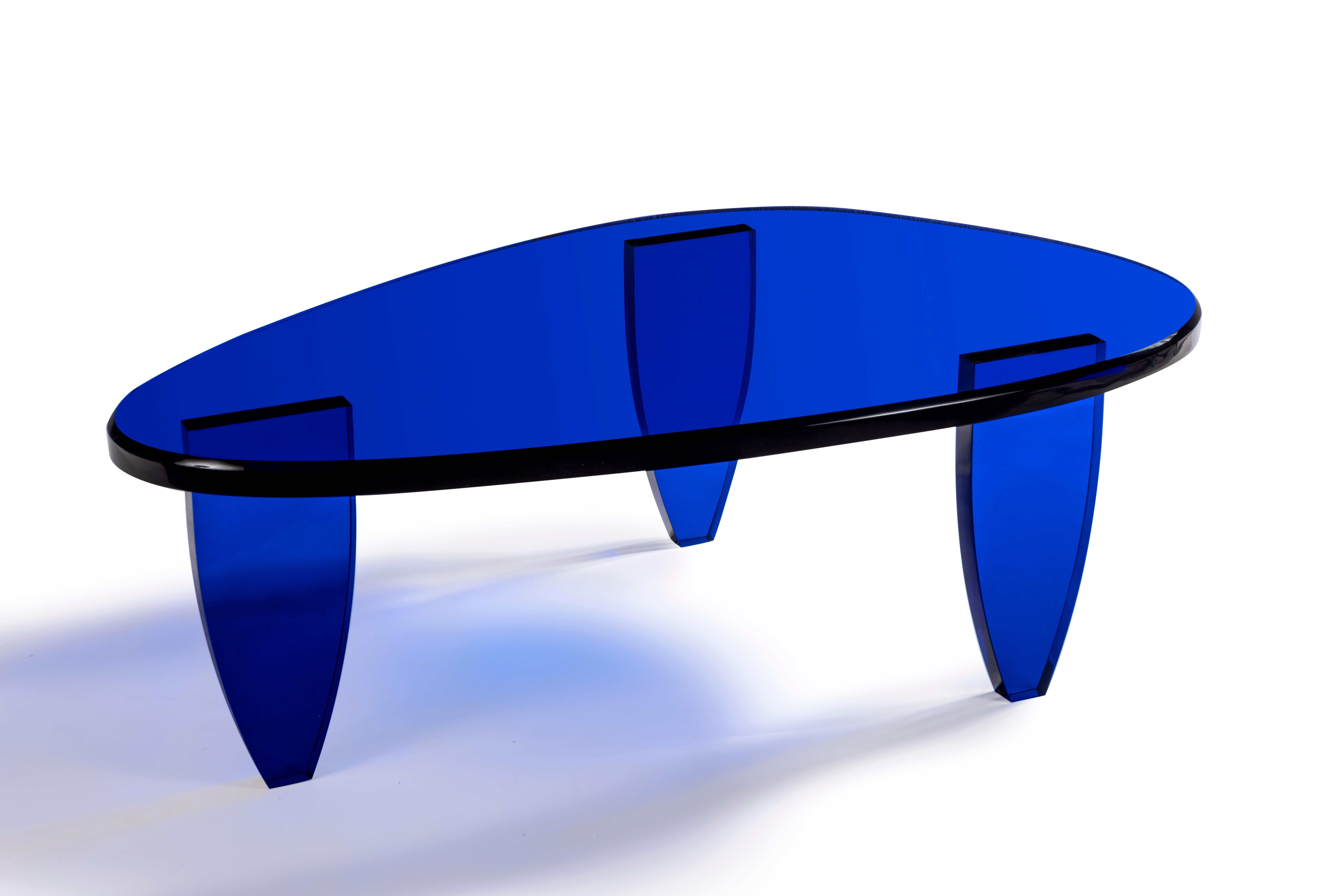 Modern Candy Blue Outre Mer Coffee Table by Charly Bounan For Sale
