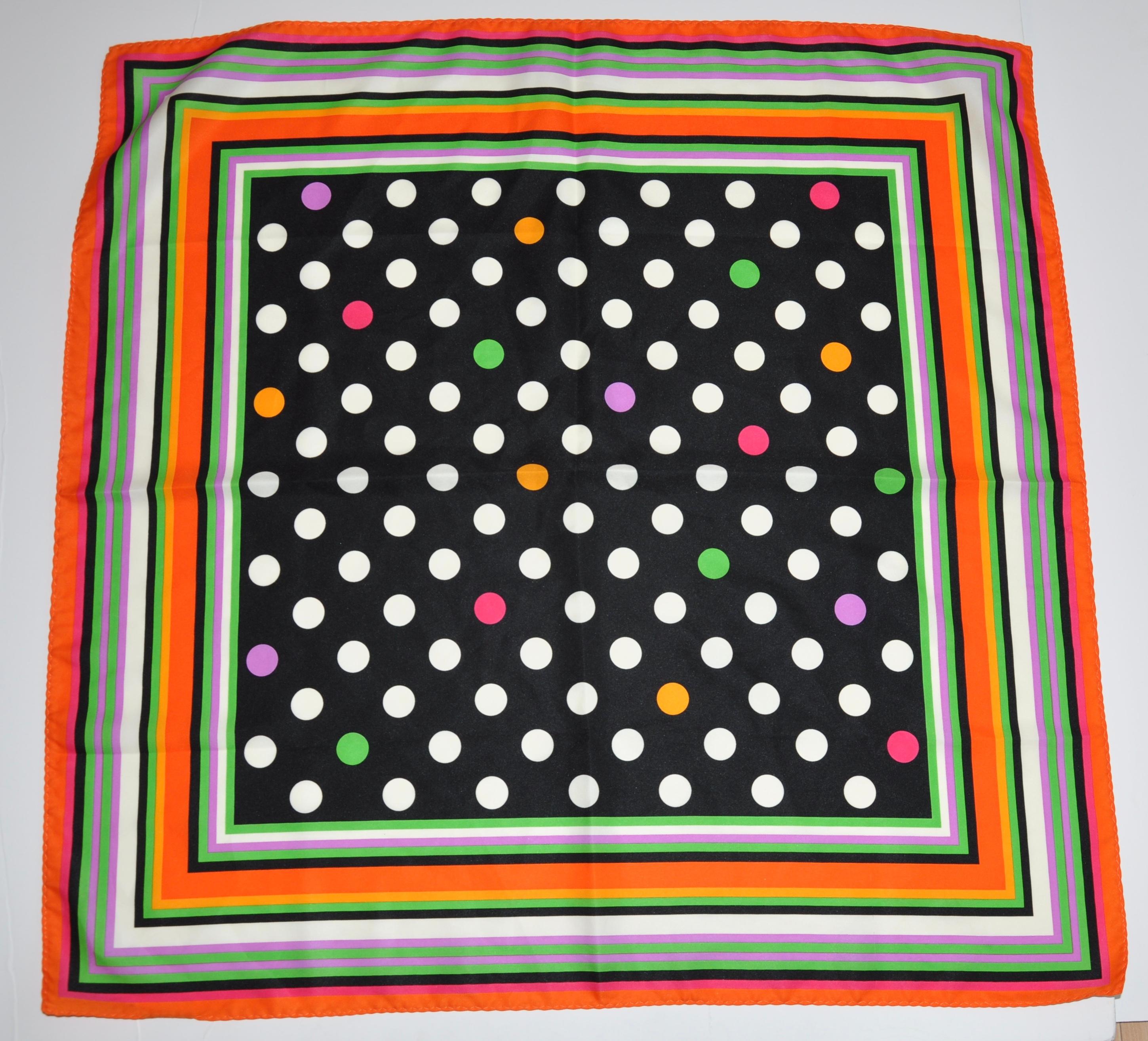 Candy Cane Borders With Multi Polka-Dot Center Scarf In Good Condition For Sale In New York, NY