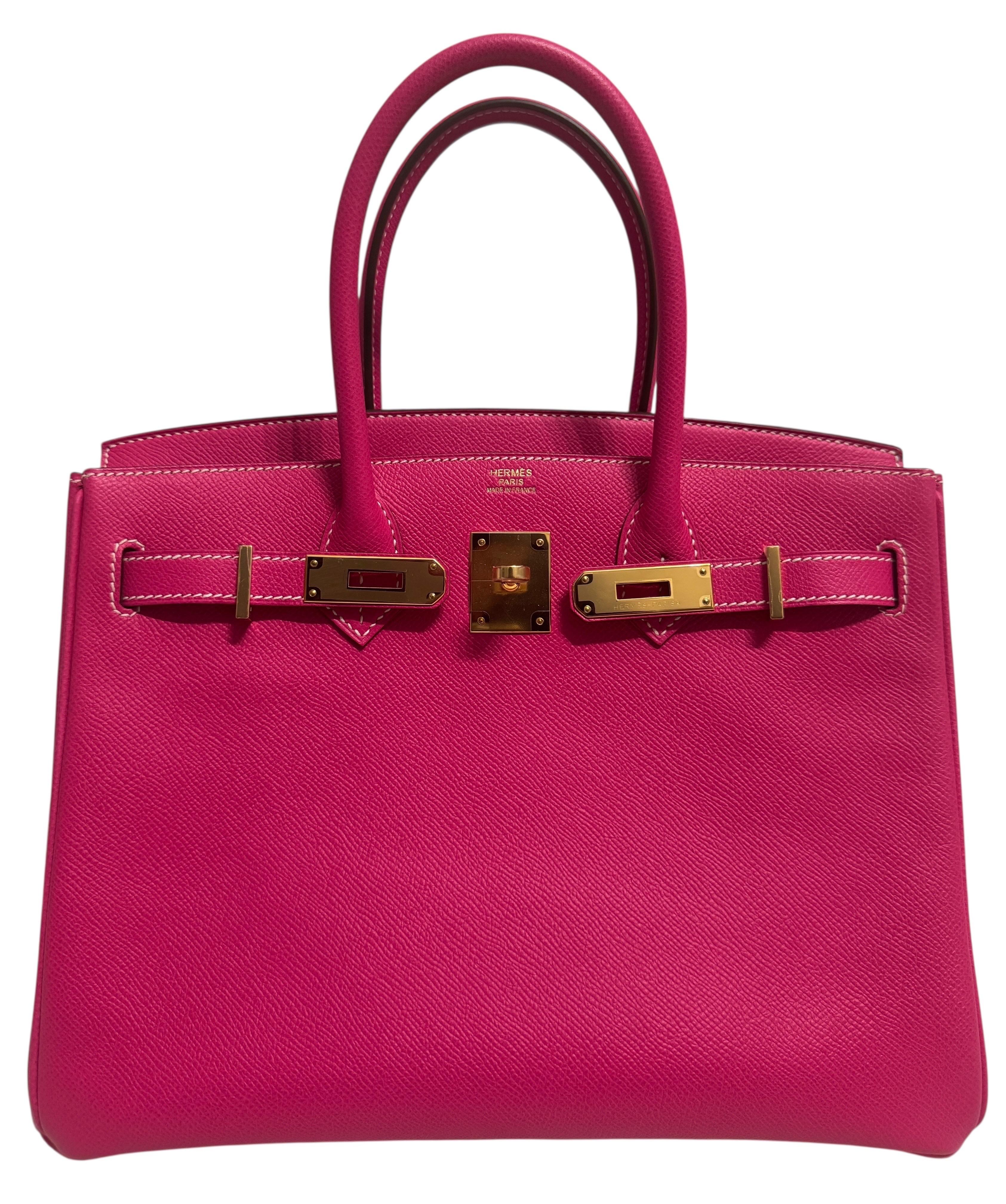 Colección Candy Hermes Birkin 30 Rosa Tyrien Piel Epsom  Ferretería de oro . en venta 2