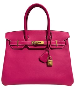 Collezione Collectional Hermes Birkin 30 Rose Tyrien Epsom Leather  Ferramenta d'oro .