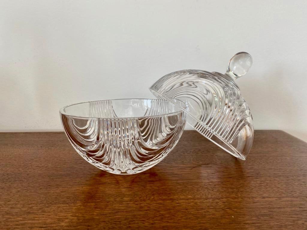 French Mid Century Art Deco Candy Crystal Jar For Sale