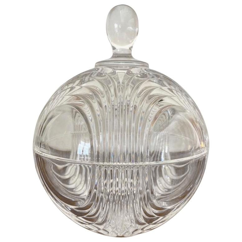Mid Century Art Deco Candy Crystal Jar For Sale