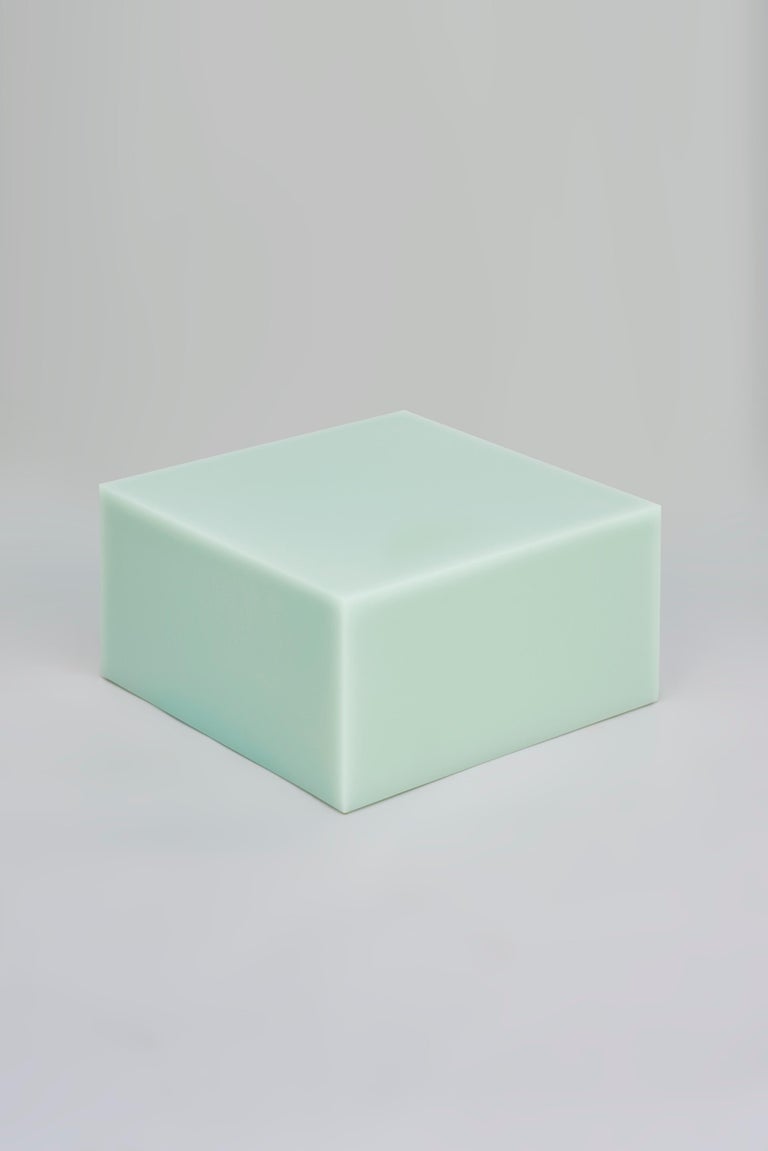 Seemingly solid objects with a magical glowing edge. The unique translucent and highly polished properties of the material give a magical effect to these multifunctional pieces.

Color: Mint (pictured) Measures: H: 30 x 60 x 60 cm

Colours: