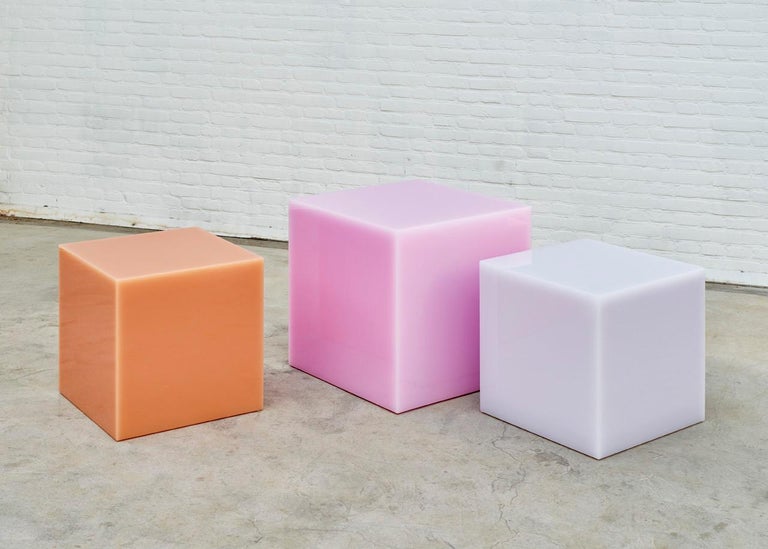 Polished Contemporary Candy Cube Side Table by Sabine Marcelis, 'Candyfloss' Color, 50 cm For Sale