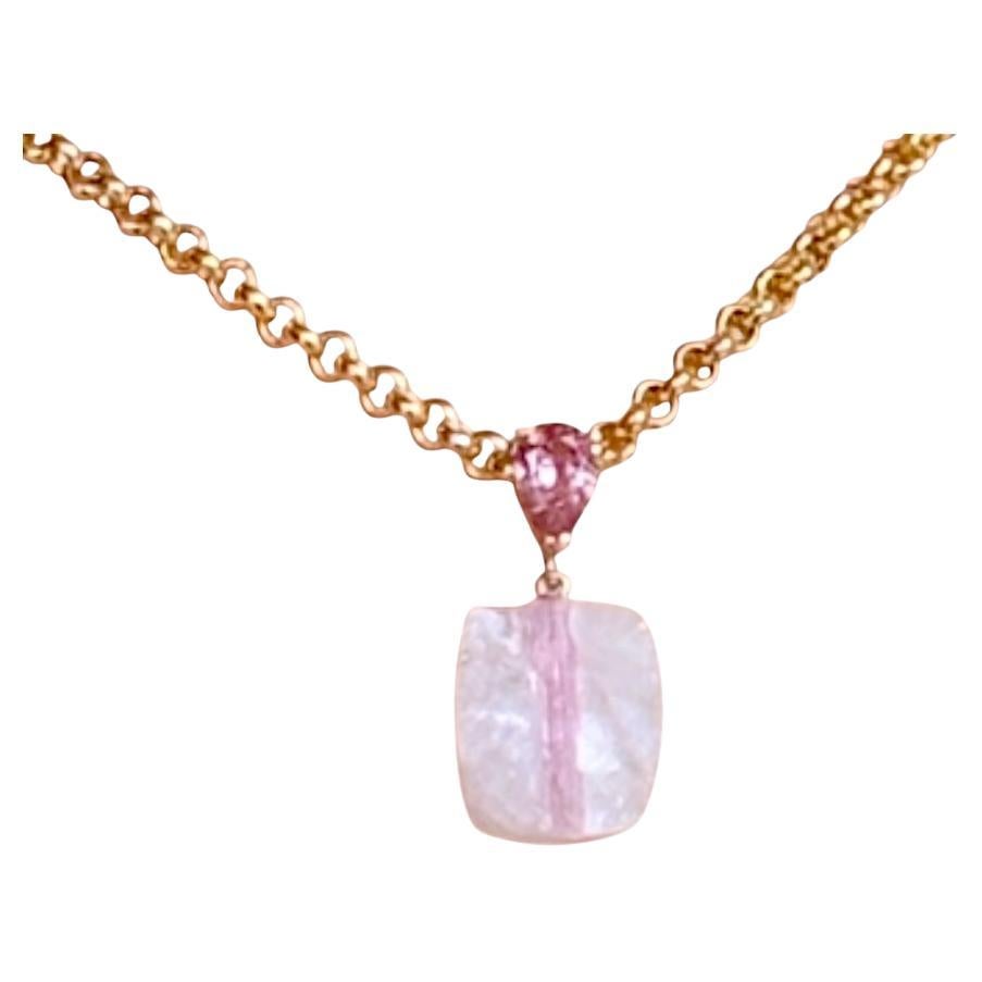 Candy Dish Pendant, Quartz, Pink Tourmaline & 14k Gold