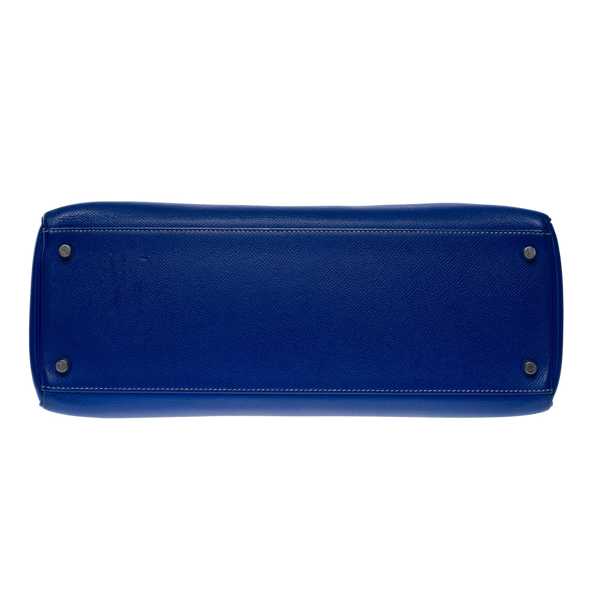 Candy Edition Hermès Kelly 35 retourne handbag strap in Blue Epsom leather, SHW 6