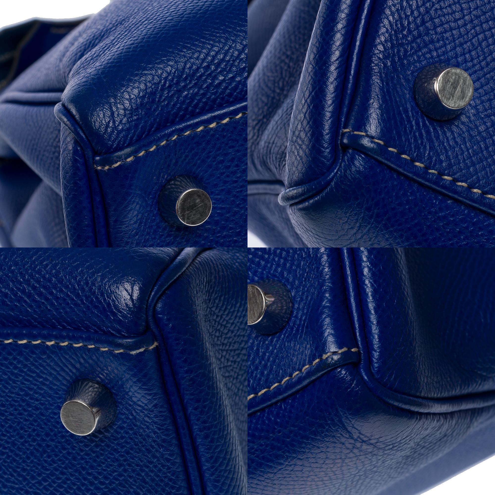 Candy Edition Hermès Kelly 35 retourne handbag strap in Blue Epsom leather, SHW 7