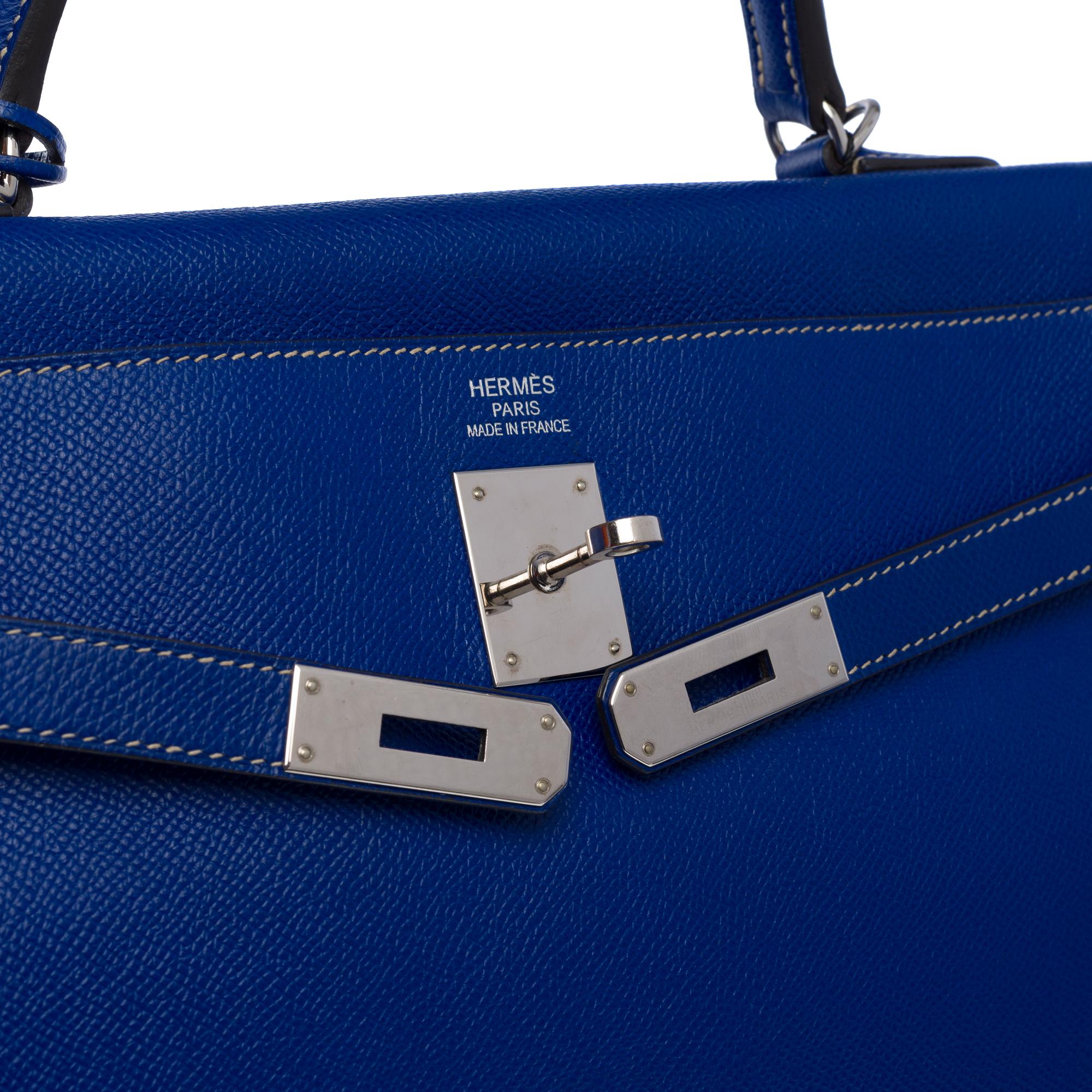 Candy Edition Hermès Kelly 35 retourne handbag strap in Blue Epsom leather, SHW 2