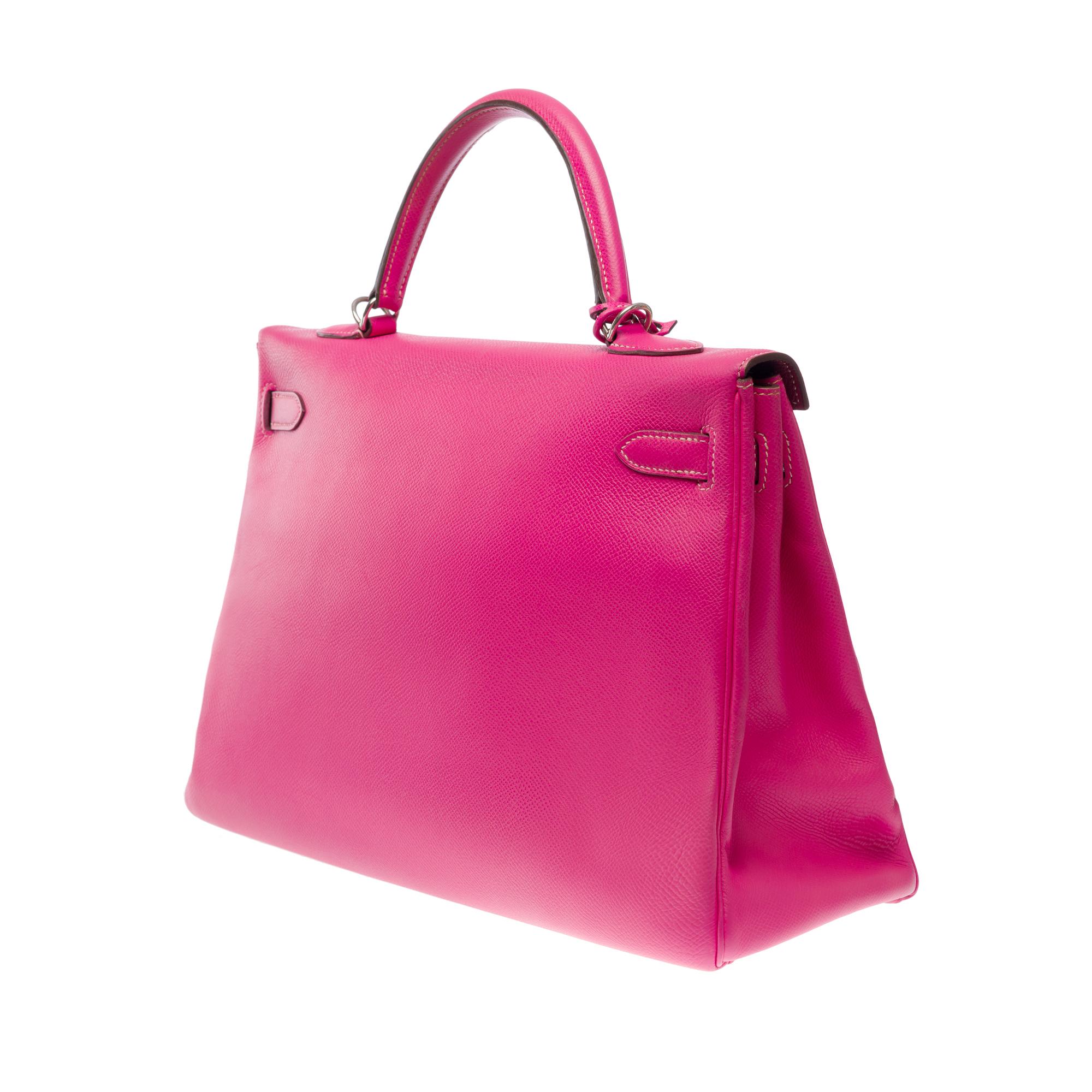 Women's or Men's Candy Edition Hermès Kelly 35 retourne handbag strap in Pink Epsom leather, SHW