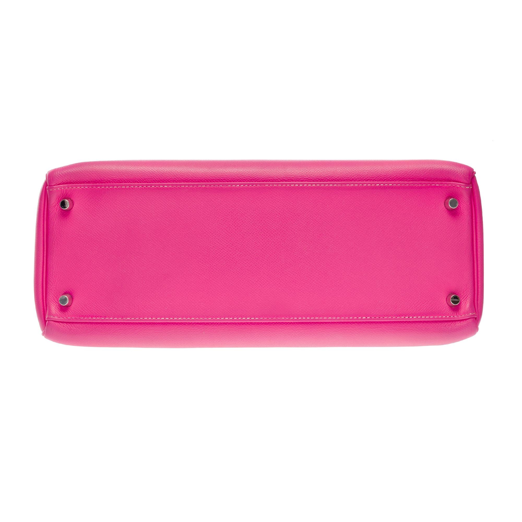 Candy Edition Hermès Kelly 35 retourne handbag strap in Pink Epsom leather, SHW 5