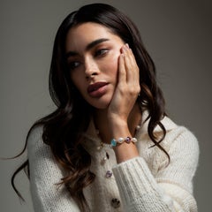 'Candy' Gemstone & Pearl Pebble Bracelet In Sterling Silver