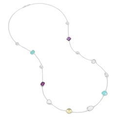 Candy Gemstones & Pebbles Long Necklace In Sterling Silver