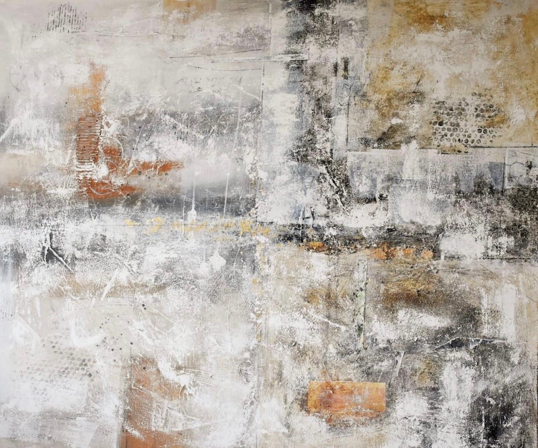 Unstructured, Abstract Painting, Gold, Black and White Painting, Mixed Media Art