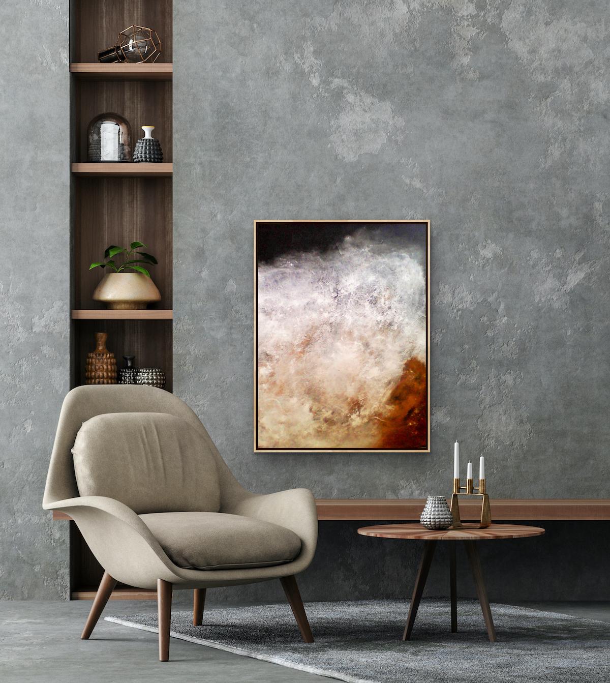 Evanescent Terrain by Candy James [2022]
original and hand signed by the artist 
Cotswold Natural Earth Pigments, Pure Pigments, Charcoal and Diamond Duston Canvas
Image size: H:100 cm x W:100 cm
Complete Size of Unframed Work: H:100 cm x W:100 cm x
