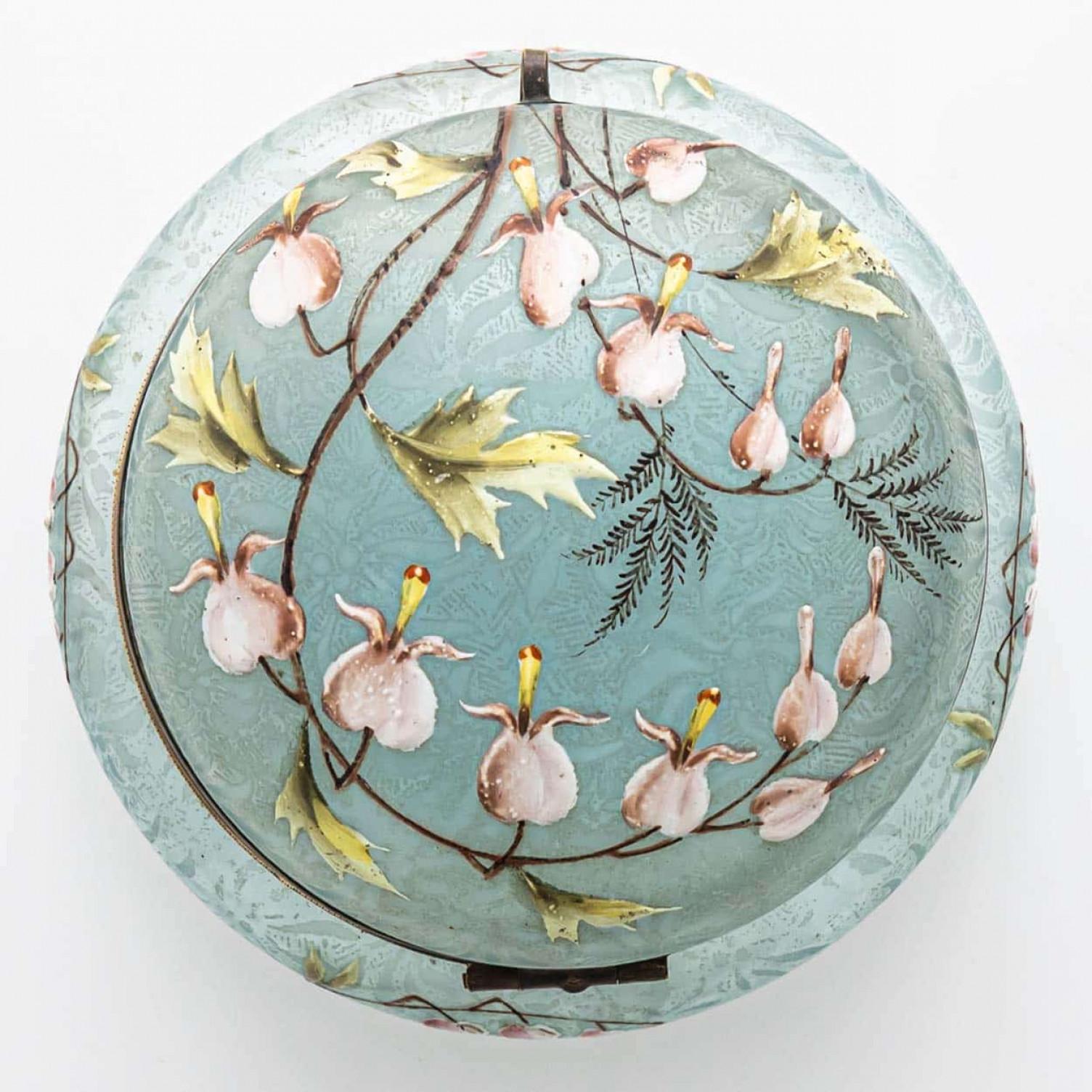 Art Nouveau Barattolo per caramelle, vetro artistico smaltato, Francia in vendita