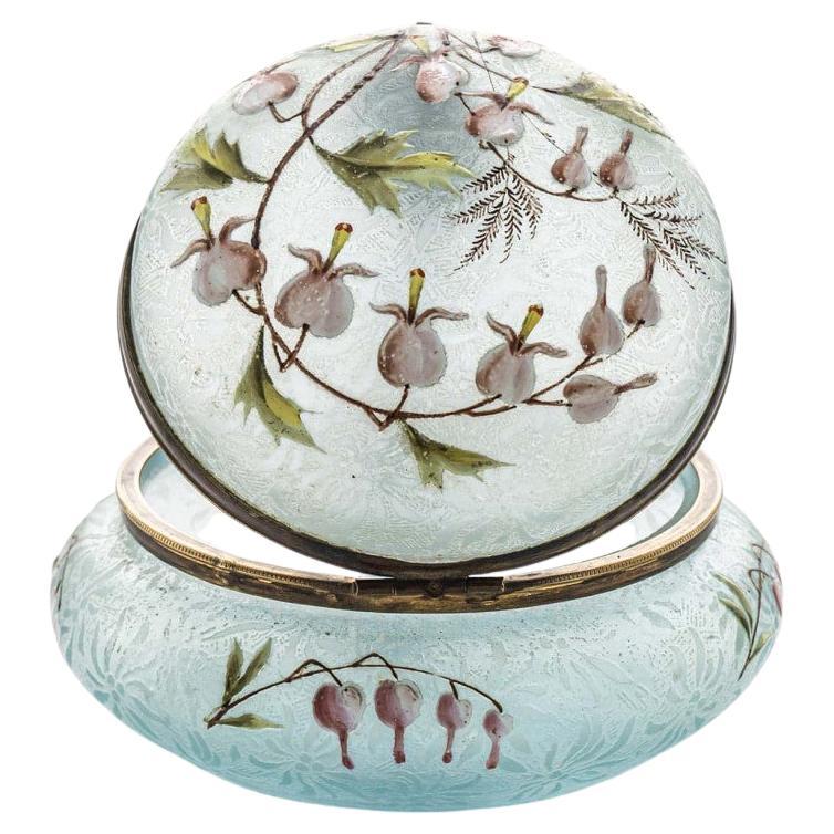 Barattolo per caramelle, vetro artistico smaltato, Francia