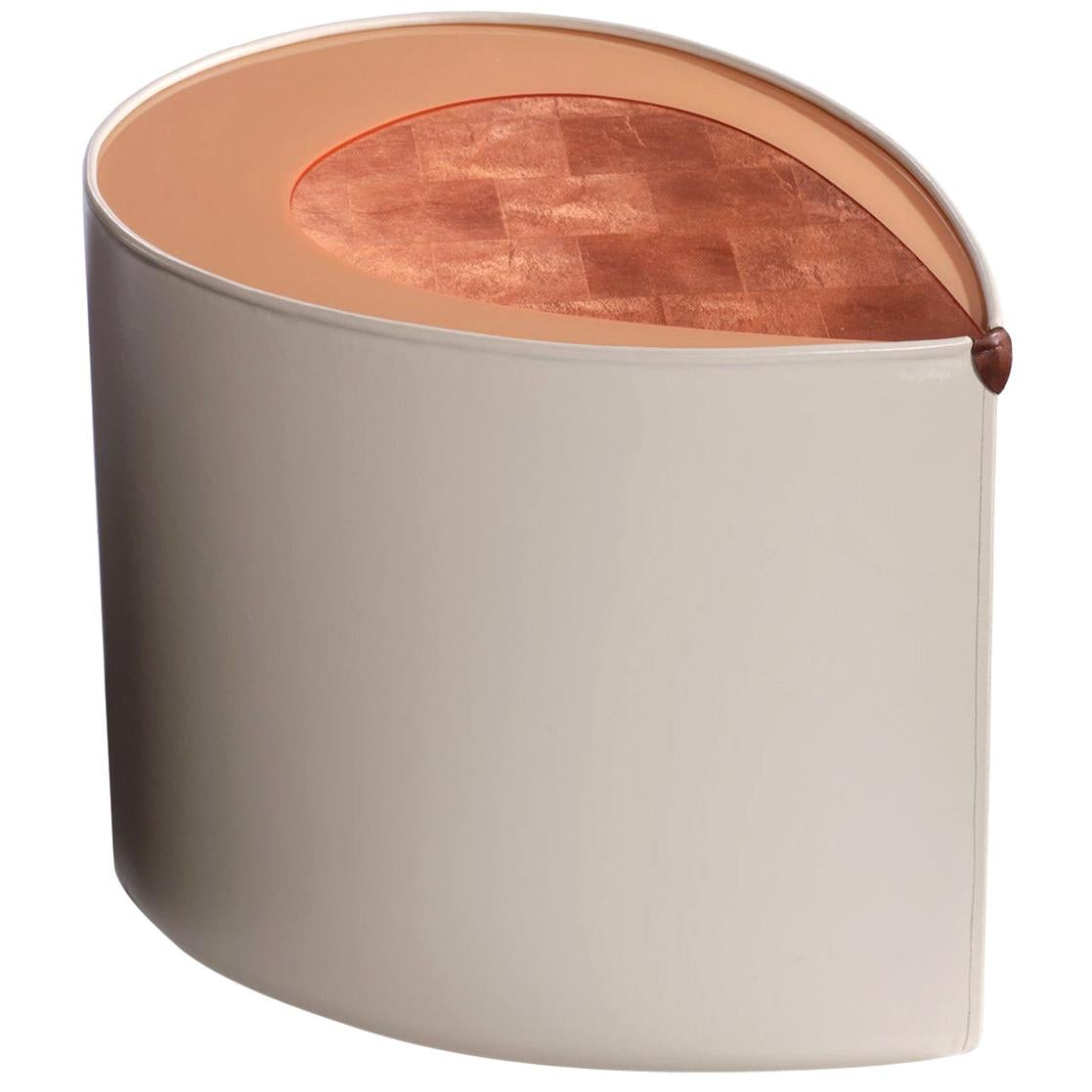 "Candy" Side Table in Leather and Copper Leaf by Artist Florian Roeper