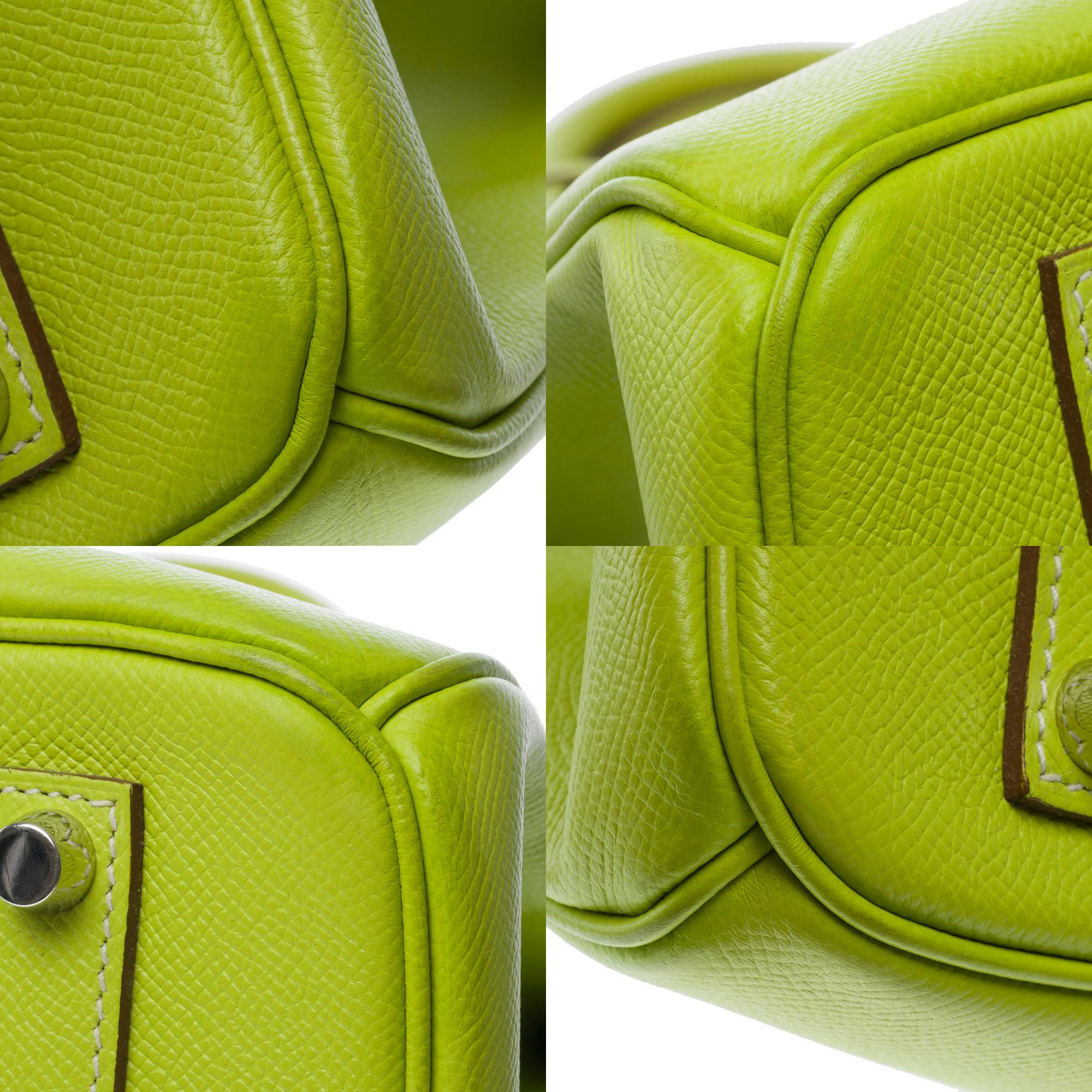 Sac à main Hermès Birkin 35 en édition limitée en cuir d'epsom vert Kiwi, SHW 8