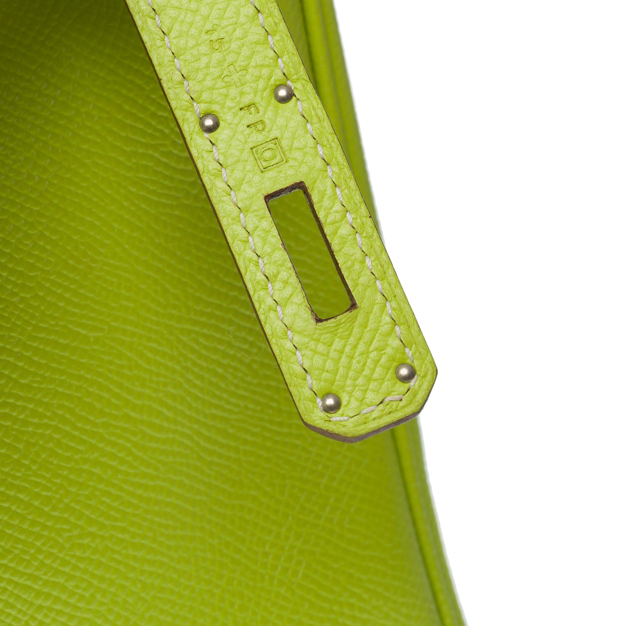 Sac à main Hermès Birkin 35 en édition limitée en cuir d'epsom vert Kiwi, SHW 4