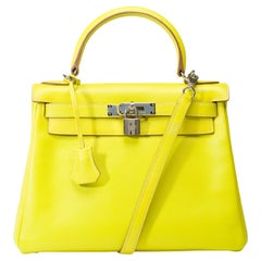 Candy Edición Limitada Hermes Kelly 28 correa de bolso en lima/perla epsom