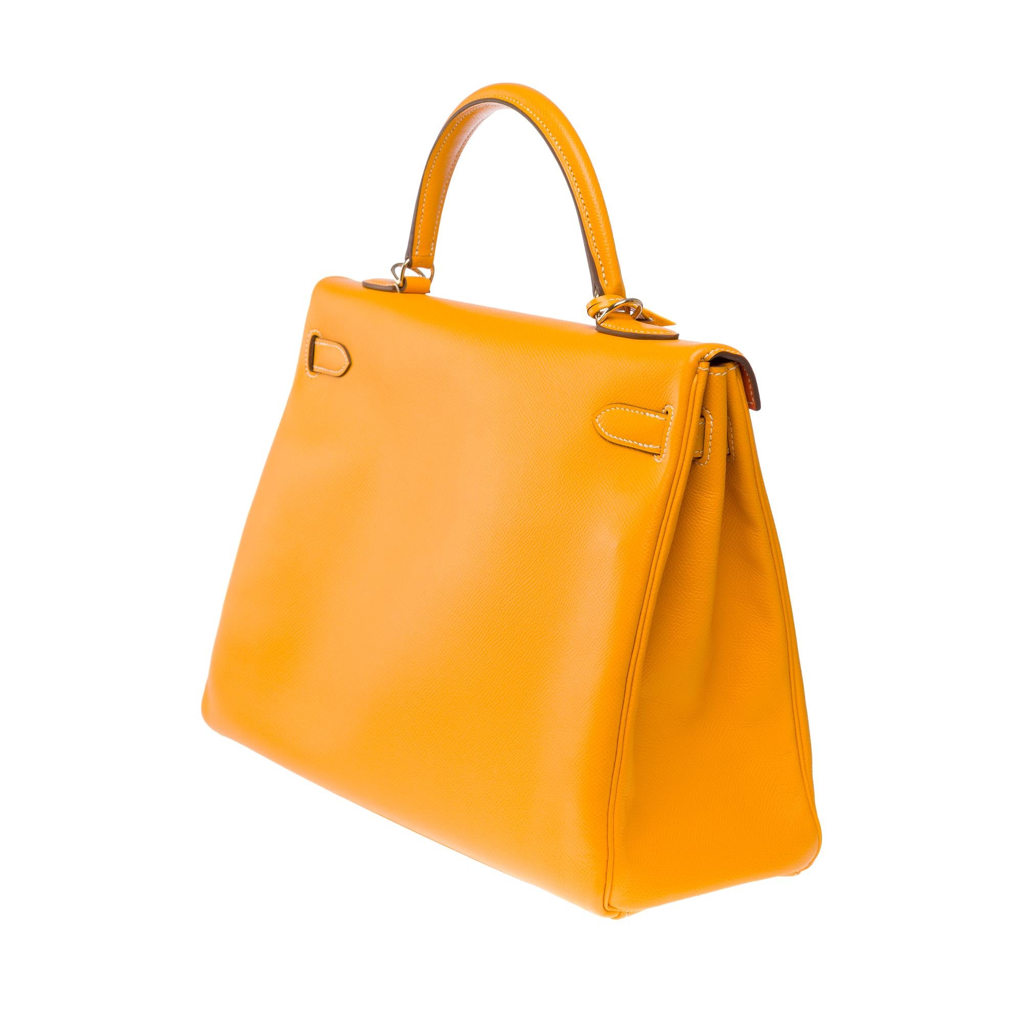 Candy Limited Edition Hermès Kelly 35 handbag strap in Yellow Epsom leather, GHW 2